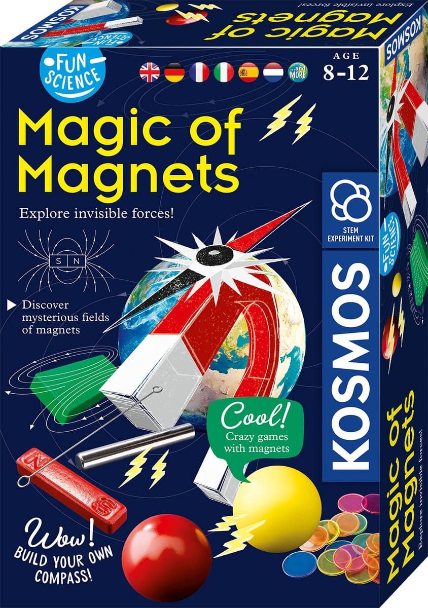 Kosmos Magic of Magnets – Experimenteerset – Ontdek magnetisme met spannende proefjes – Inclusief magneetstaaf, spoel en kompas – De magie van magneten
