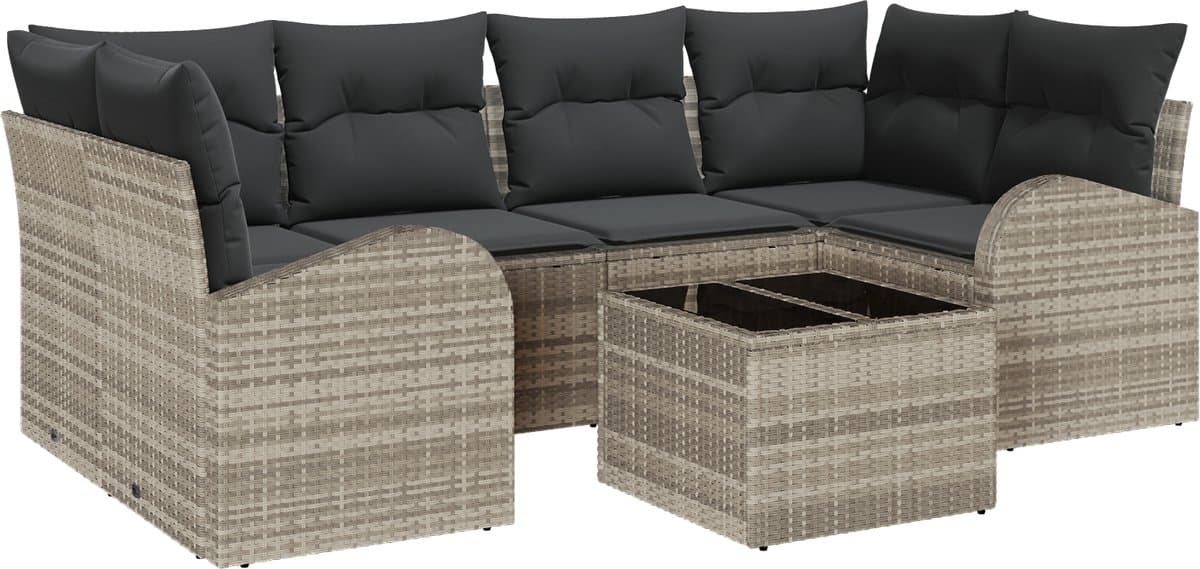 vidaXL - Tuinbank - Set - Lichtgrijs - 55 - x - 55 - x - 37 - cm - poly - rattan