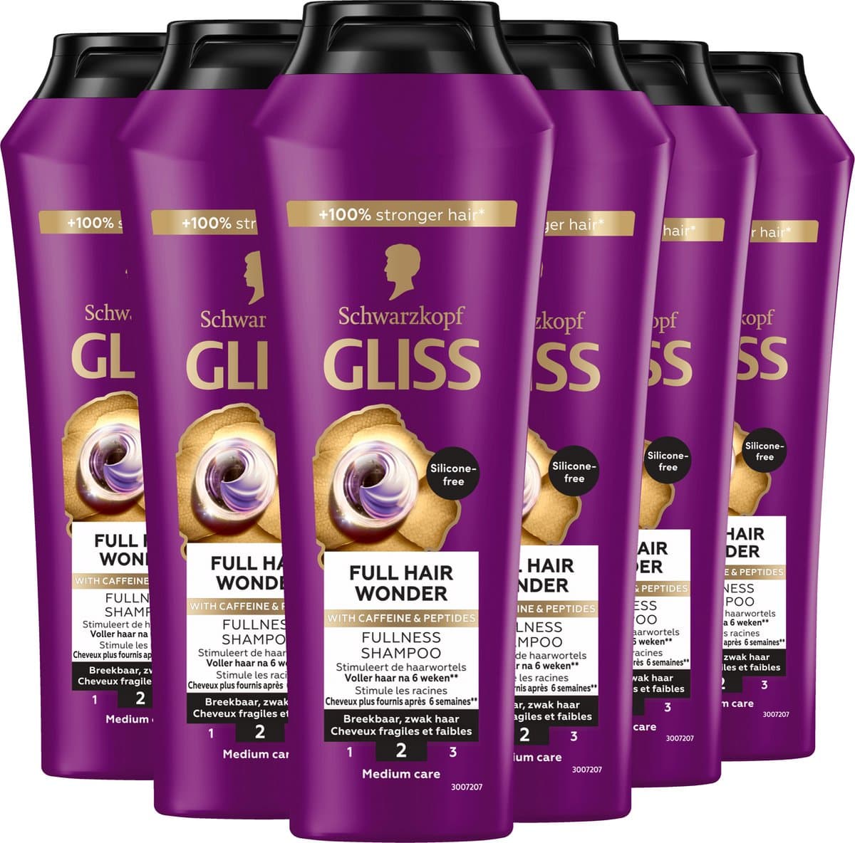 Gliss Full Hair Wonder - Haarverzorging - Shampoo - Voller Haar - Stimuleert Haargroei - Zwak en Breekbaar Haar - Voordeelverpakking - 6x 250 ml