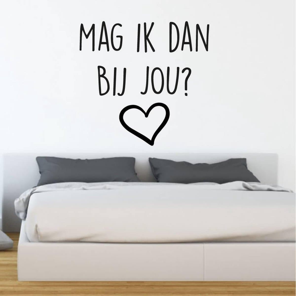 Muurtekst mag ik dan bij jou - Oranje - 120 x 120 cm woonkamer
