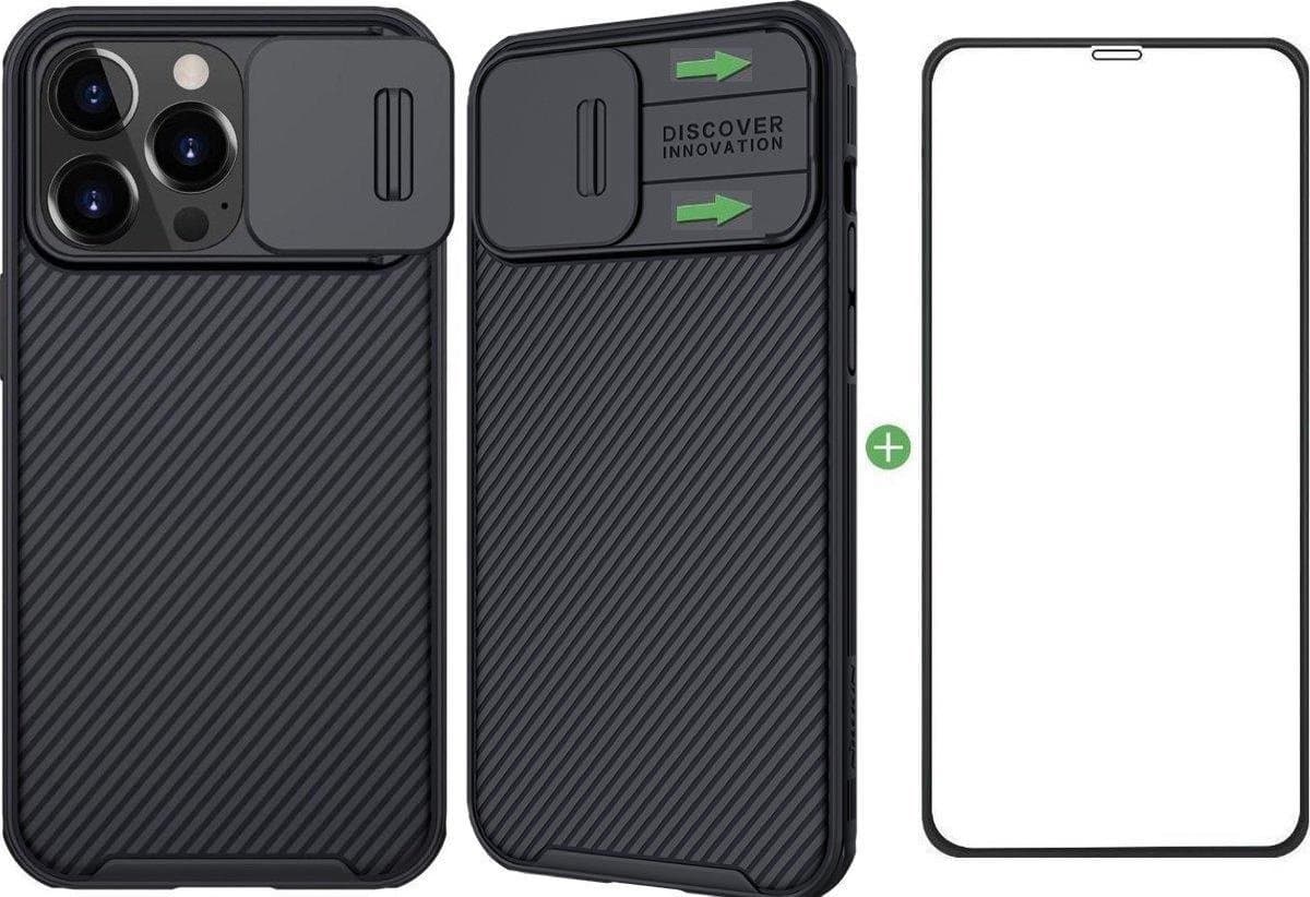 Nillkin Hoesje Geschikt voor iPhone 13 Pro Max Shock Proof Hoes hard Case Cover- Met Camera beschermer - 6.7 inch Mat Zwart