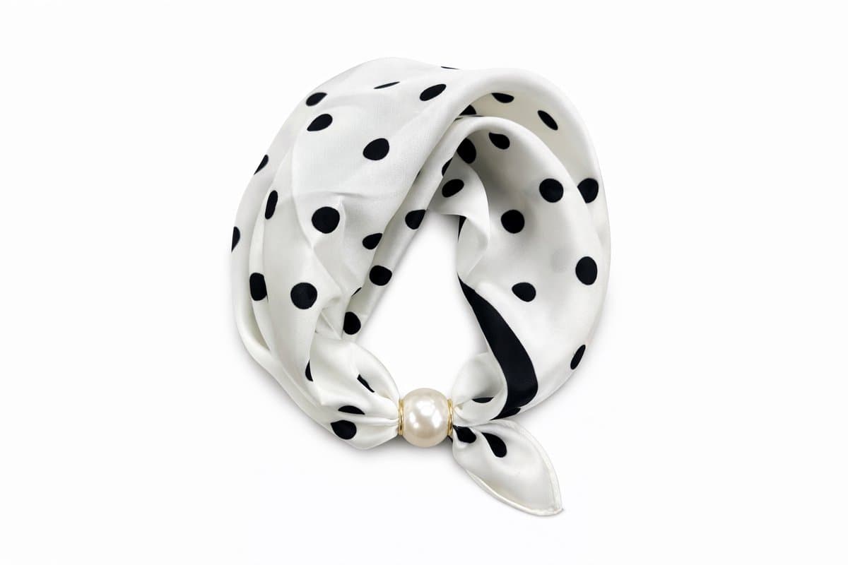HS Parelsjaal - Wit Zwarte Stippenprint - Magnetische Parel - Dames