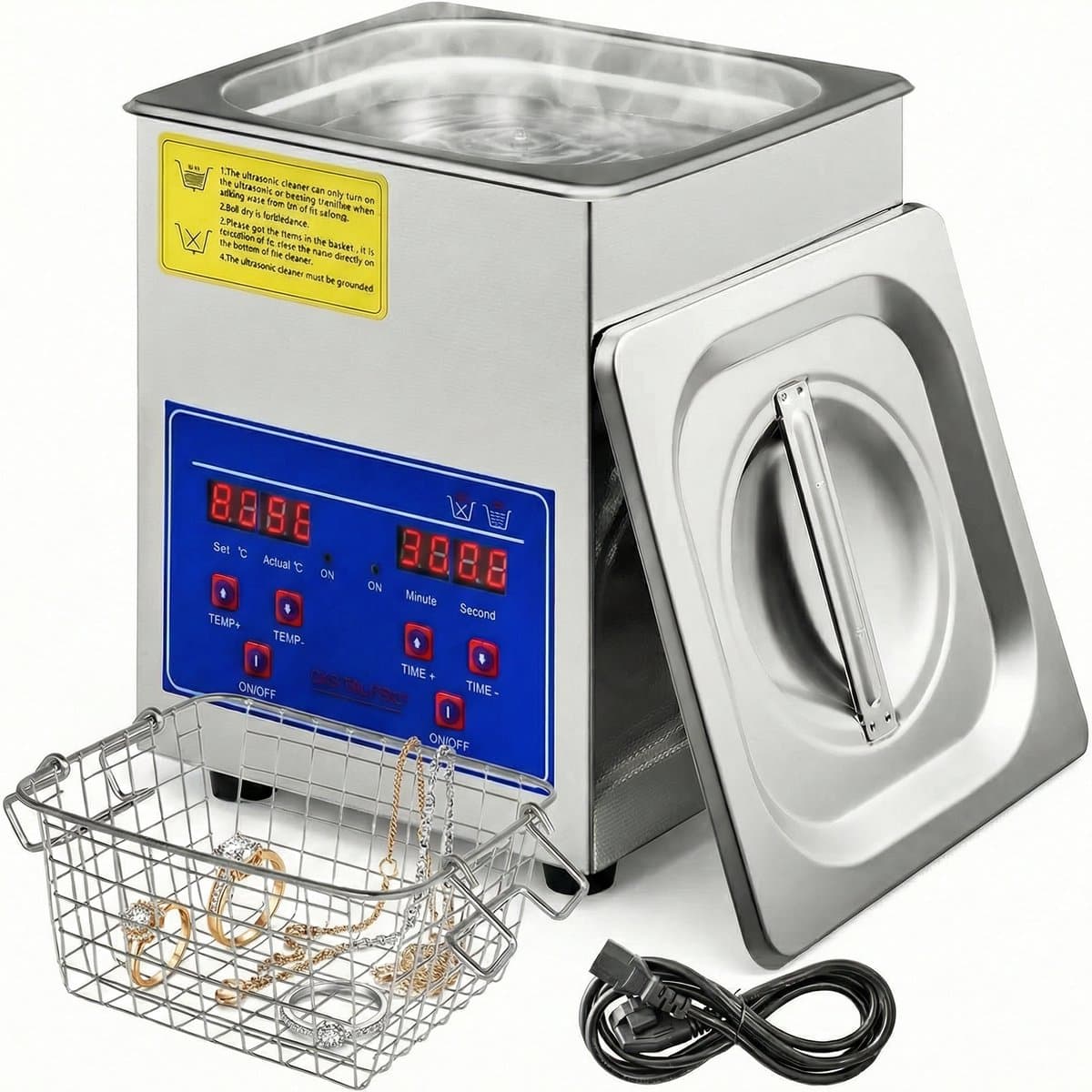 Aiverig® Ultrasoon Reiniger 2 Liter – Ultrasonic Cleaner met Verwarming & Timer – Professionele Schoonmaak – Sieradenreiniger en Brillen bad – Inclusief Mandje – Digitaal Display – Voor Brillen, Sieraden en Gereedschap – 17,7×16,5×22 CM
