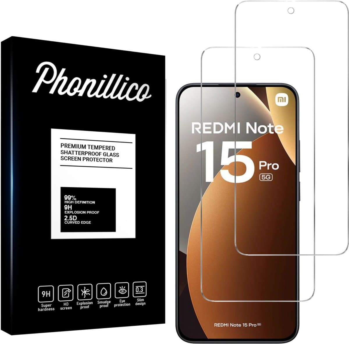 Screenprotector geschikt voor Xiaomi Redmi Note 15 Pro 5G - 2 stuks Beschermglas van glas Transparante glazen schermbeschermfolie