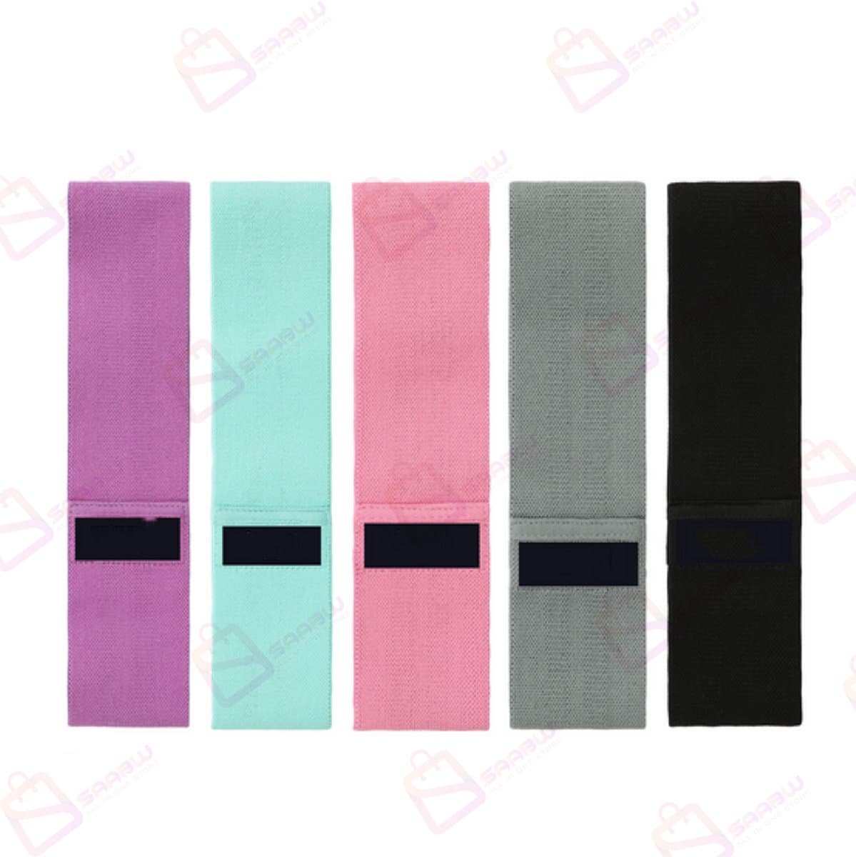 Weerstandsbanden Set 5-delig – Fitness Elastieken 5-35 kg – Anti-Slip Stoffen Resistance Bands met Trainingsschema (QR) en Opbergtas – 56544