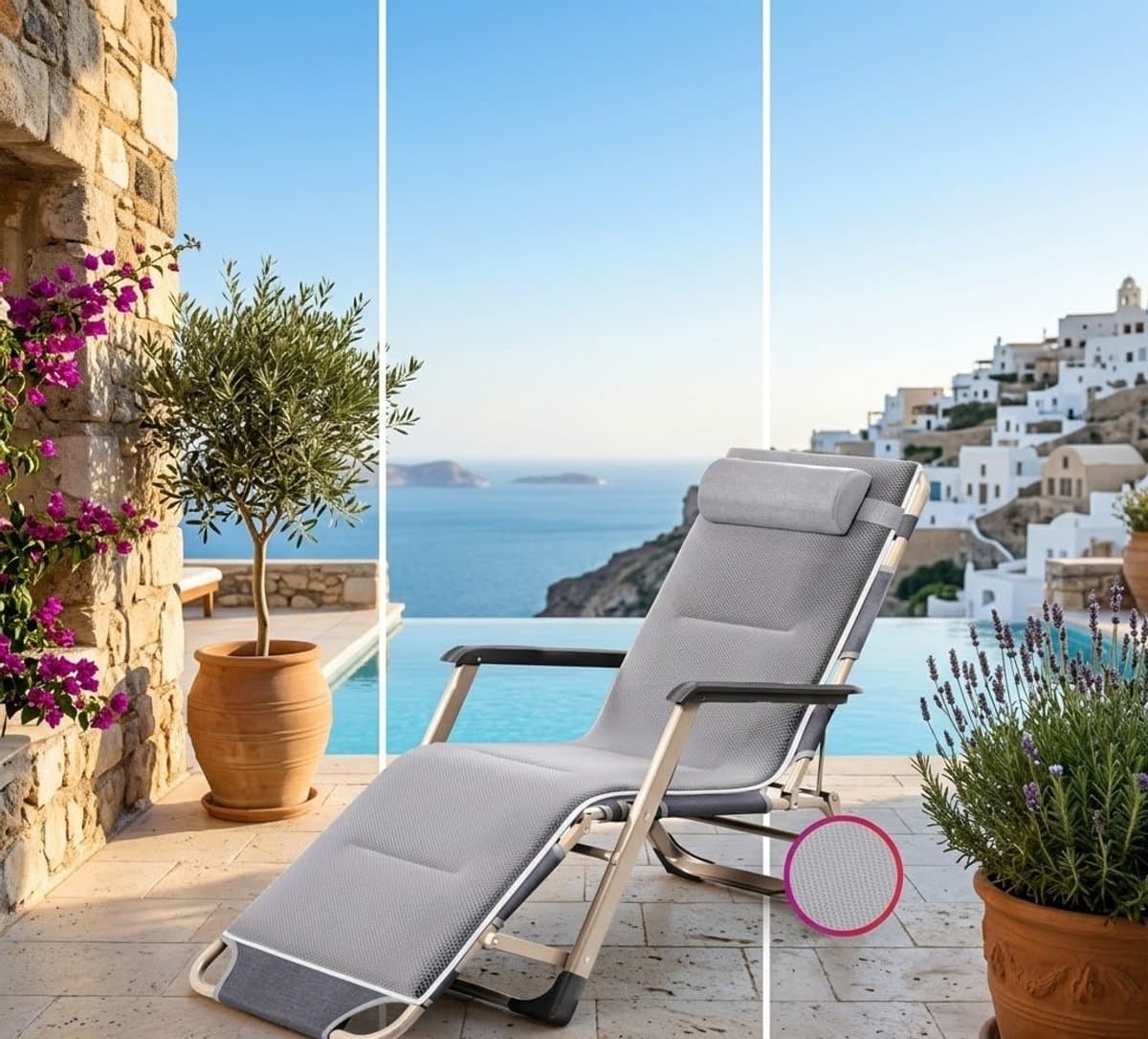ComfortZero Relax Lounger Foldable Adjustable 178x65 cm – Zero Gravity Garden Lounger, Balcony Lounger, Camping Sunbed, Foldable Relax Chair for Garden, Beach, Patio and Camping