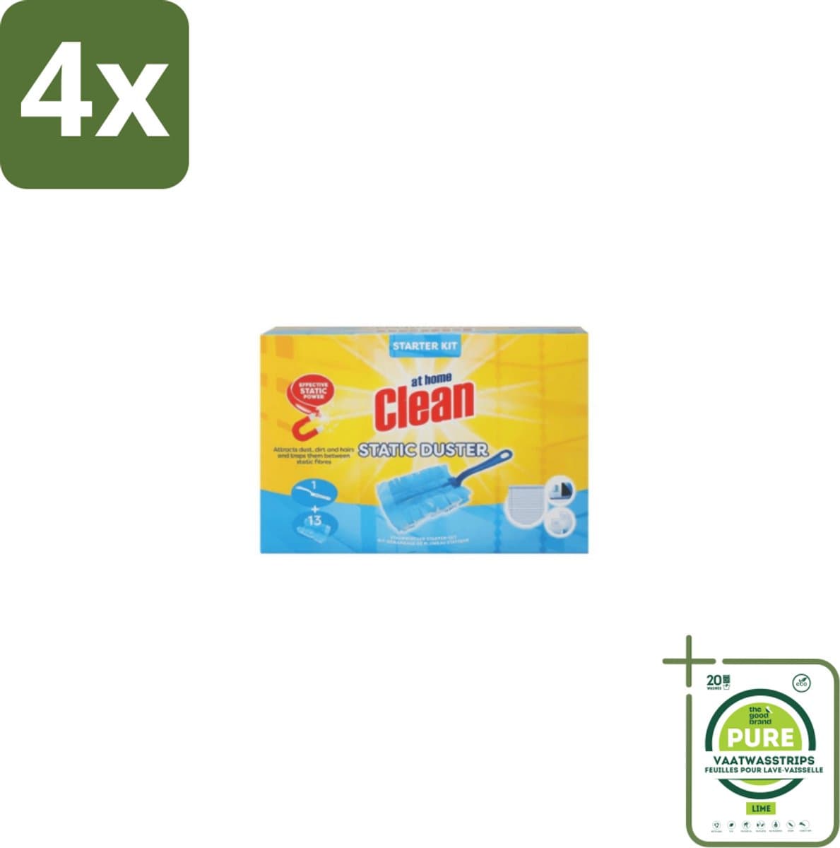 At Home Clean Duster Starter Set 13 Navullingen - Voordeelverpakking - 4 stuks - Stofwisser - Stof verwijderen