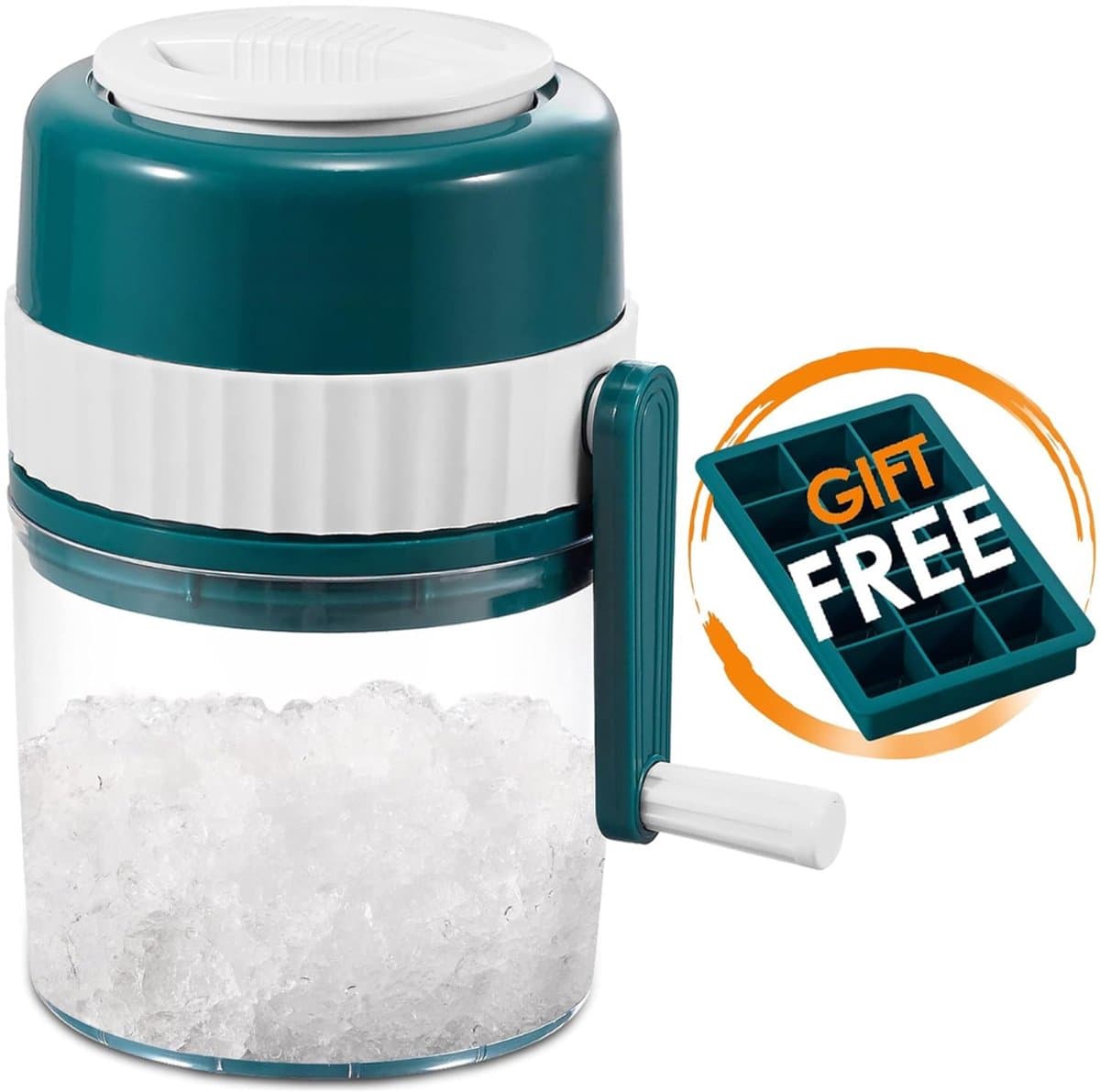 Quvo® IJscrusher - met IJsschep - Professionele Ice Crusher - 3 RVS Messen - IJsvergruizer Handmatig - Groen-12cm x 12cm x 25cm