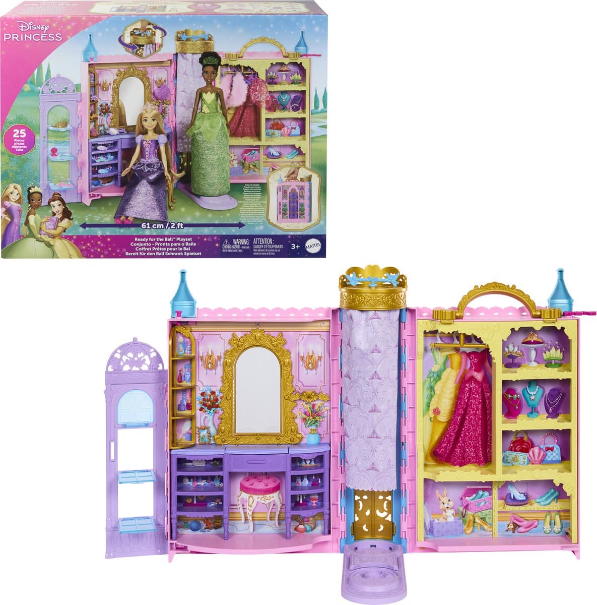 Disney Princess dansset - 61 cm - 2 outfits - 25 accessoires