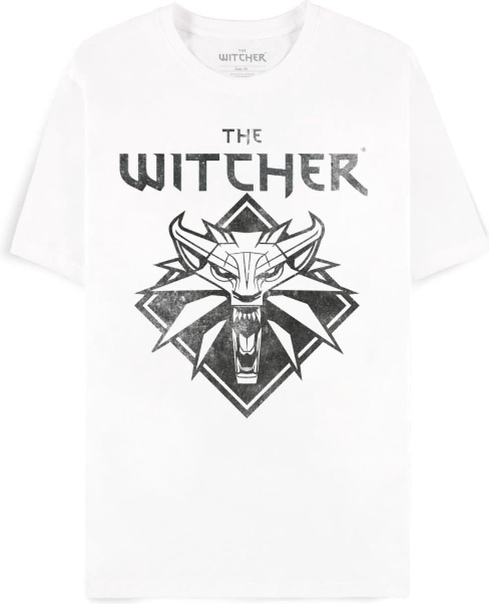 The Witcher Wolf Logo Heren T-shirt - wit - S