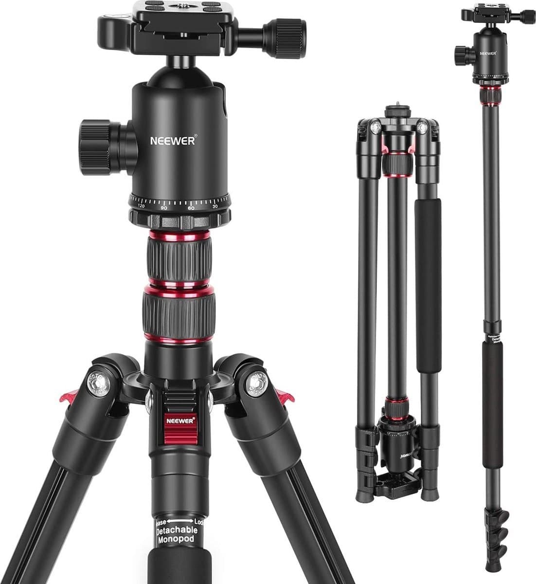 Camera Statief Monopod - 77 Inch - Voor DSLR en Telefoon - 360° Panoramische Balhoofd - 2-Assige Middenkolom - Arca Type QR Plaat - Compact Aluminium - Lichtgewicht Reisstatief - 15.4kg Max - Inclusief Tas - X01NSK157