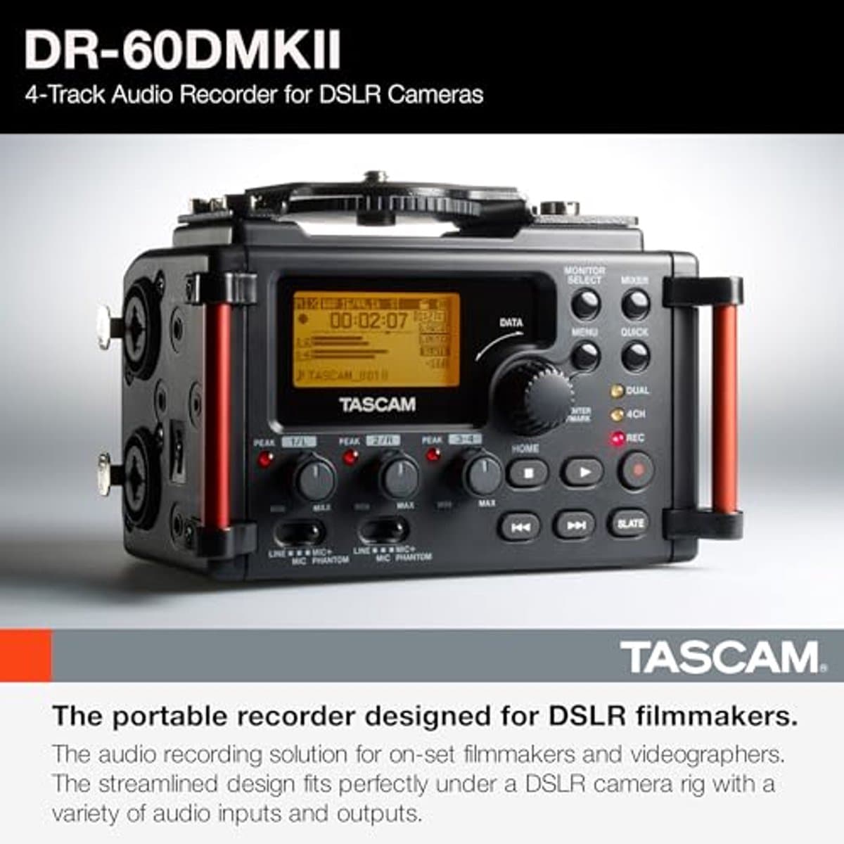 Compacte 4-track audio recorder voor DSLR-camera's