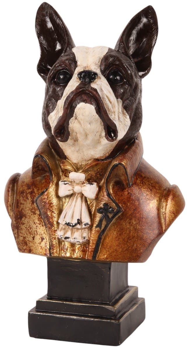 Baroque - Decoratief beeld of figuur - Buste Beeld Hond 27,5 cm - Goud - Resin - 27.5x14x11 - Polyresin
