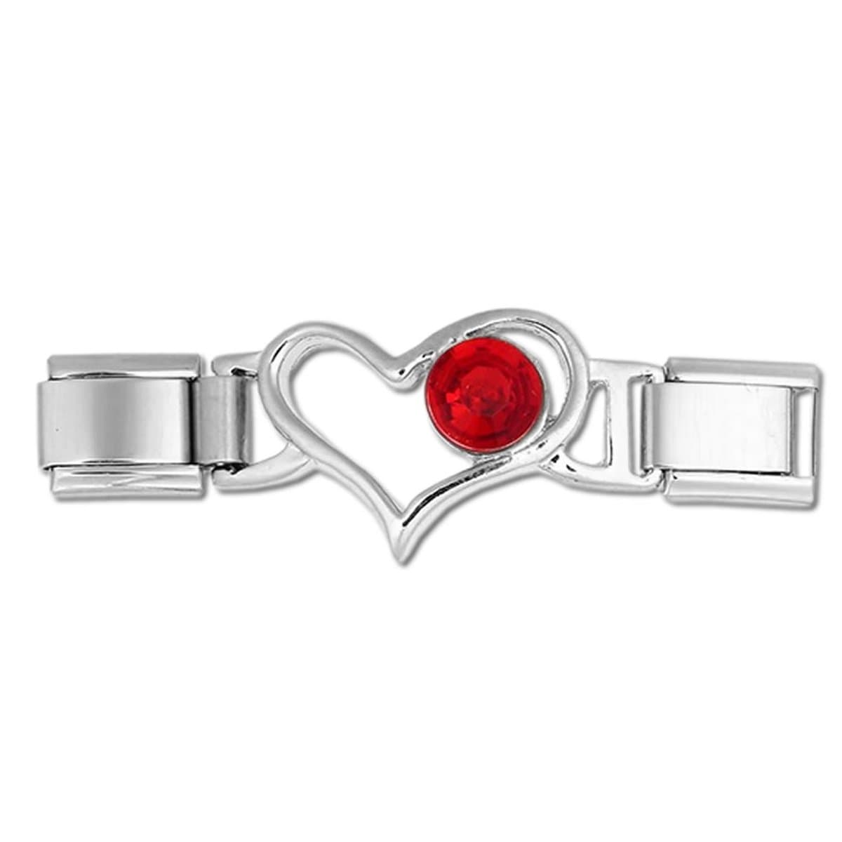 Schakel - Bedel - Charm - Hart - 9mm Schakel voor Italiaanse Bedelarmband - Italiaanse Schakelarmband - Rood