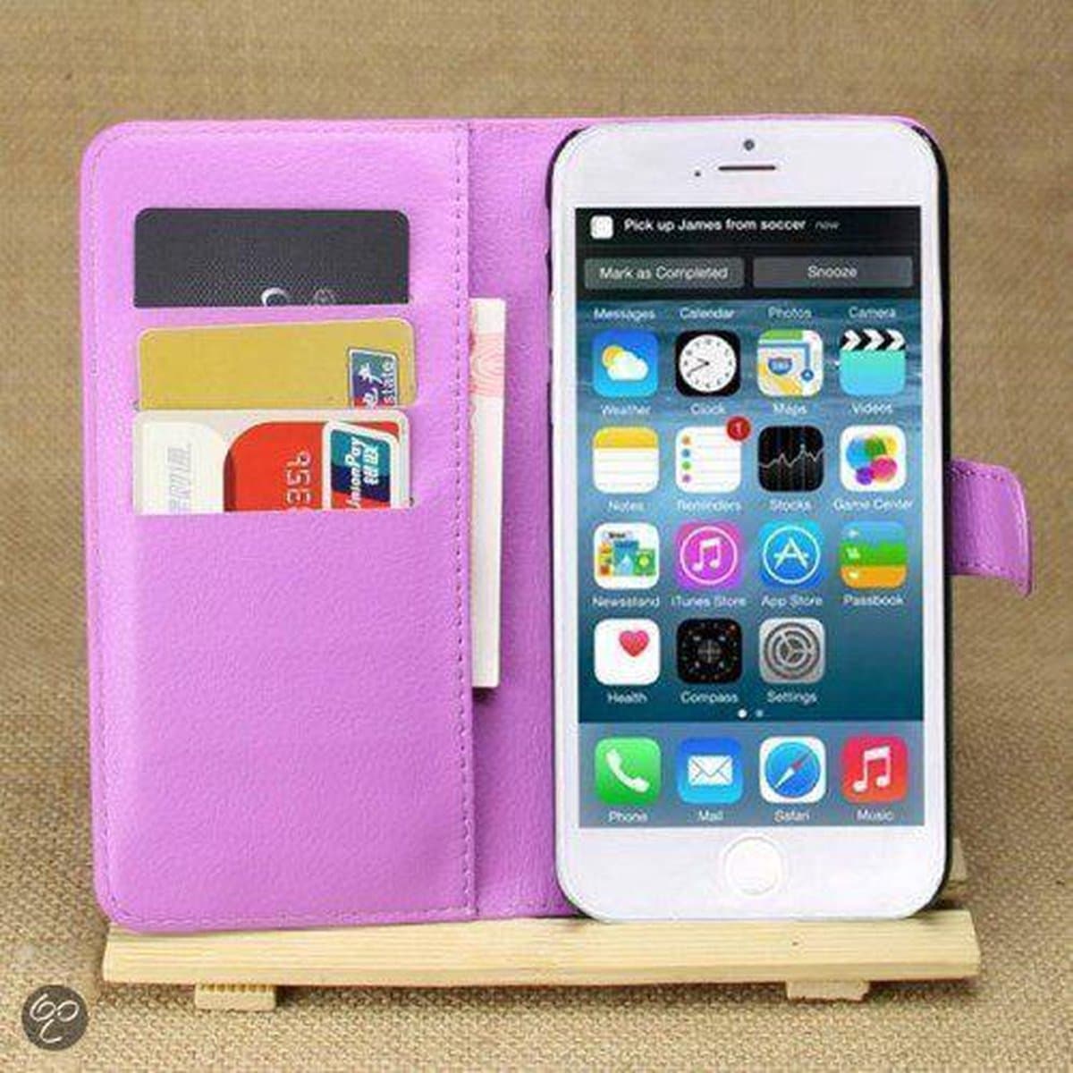 MW Wallet Book Case Lychee Paars voor Apple iPhone 6 Plus
