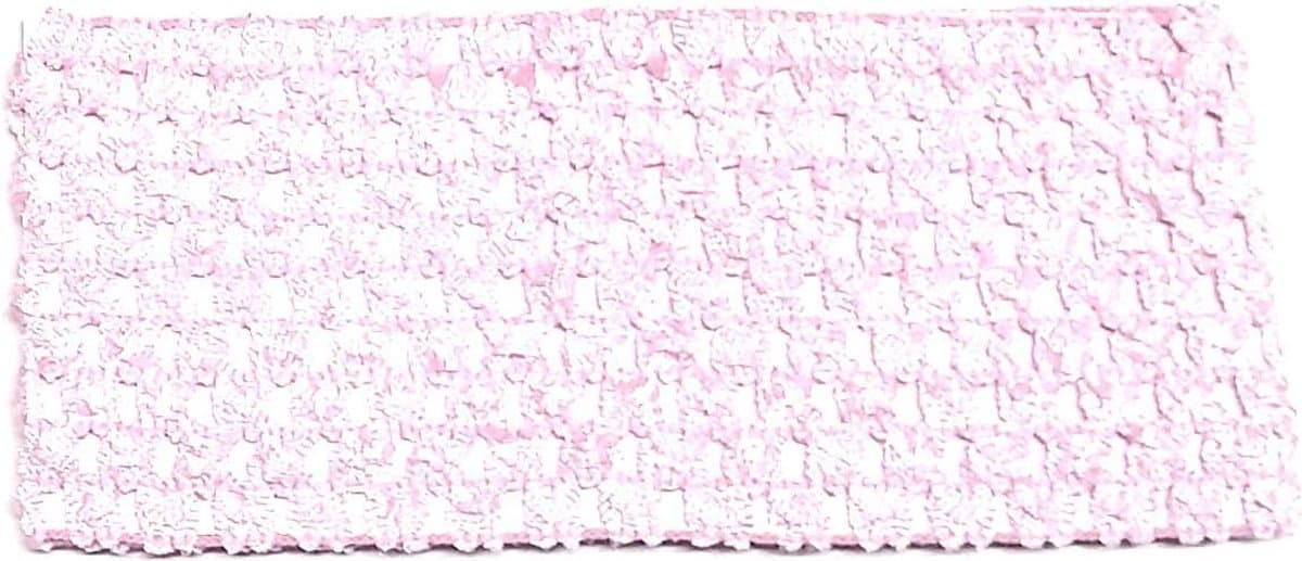 Rojafit Elastische Haarband "Brocante" Gehaakt - 7 cm. Breed - Pink