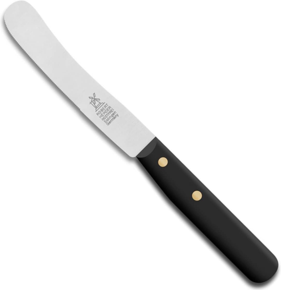 Robert Herder Ontbijtmes – Buckels – RVS – Gekarteld – Lemmet 118 mm – Heft POM Zwart