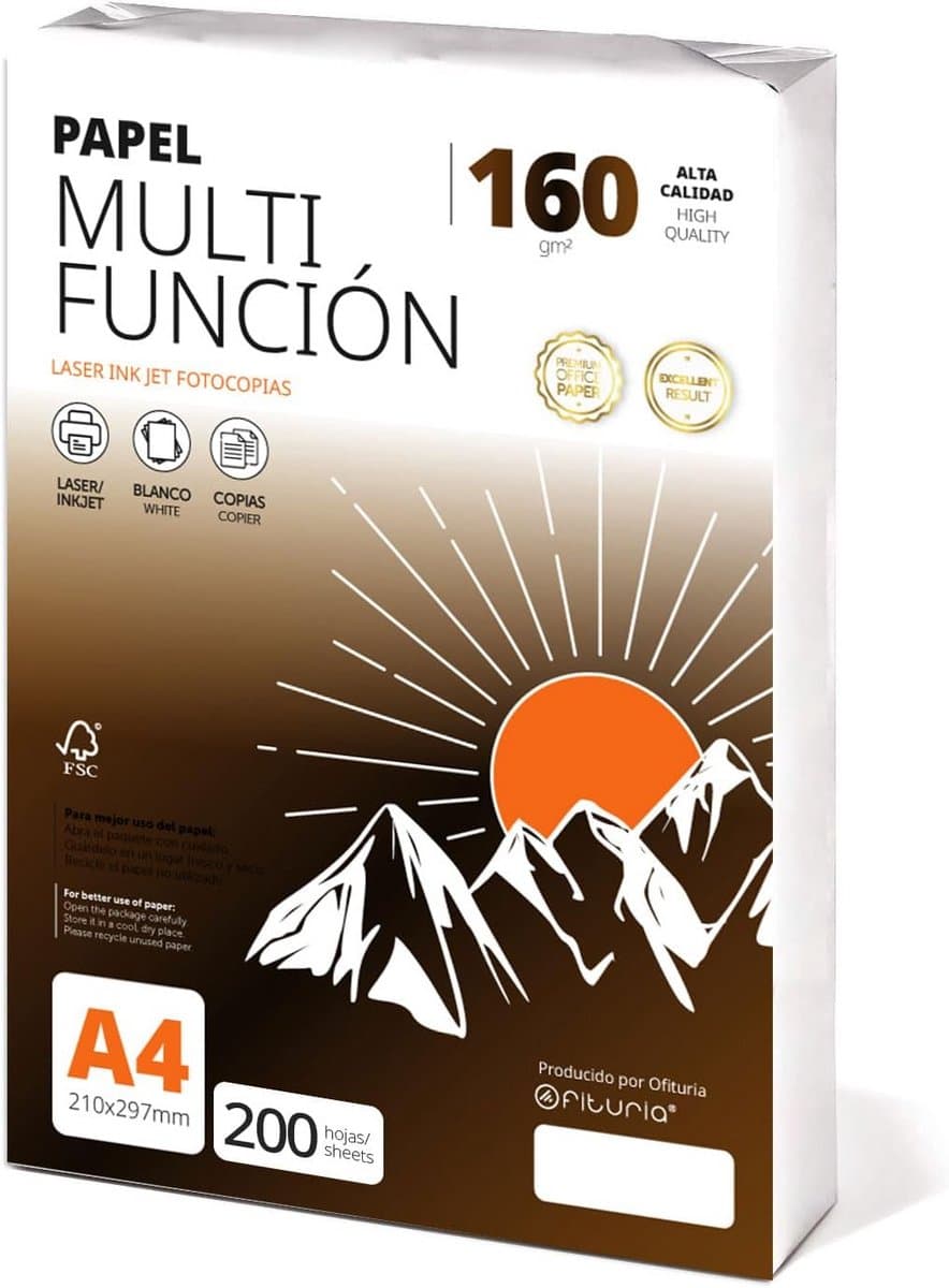 A4 Papier 160 g/m² - 200 Vellen Wit Multifunctioneel Papier voor Laser- en Inkjetprinters