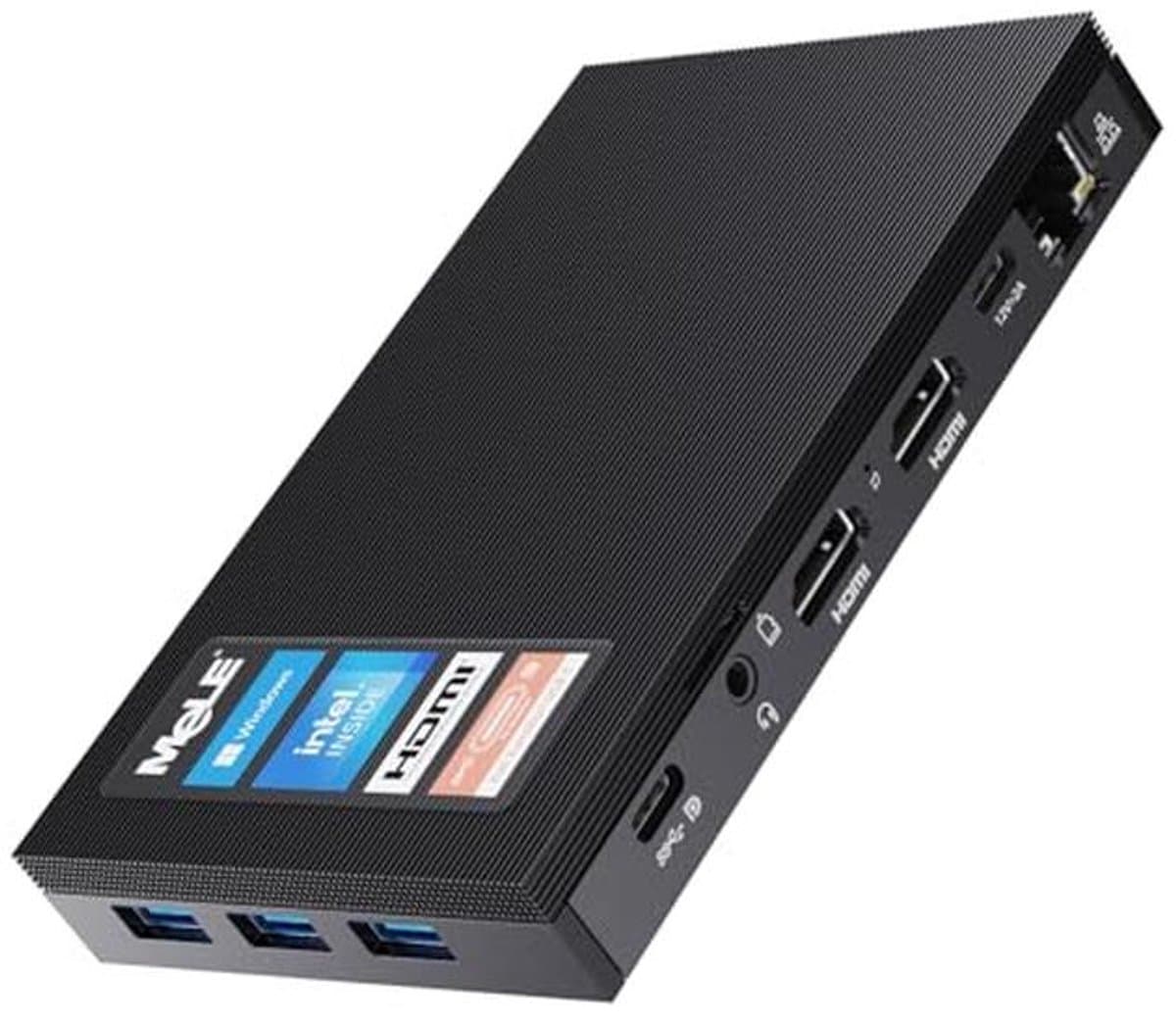 Kleine Fanless Mini PC met Celeron N5105, 8GB RAM en 128GB SSD, Windows 11 Pro, 4K HDMI, WiFi 6 en Bluetooth 5.2