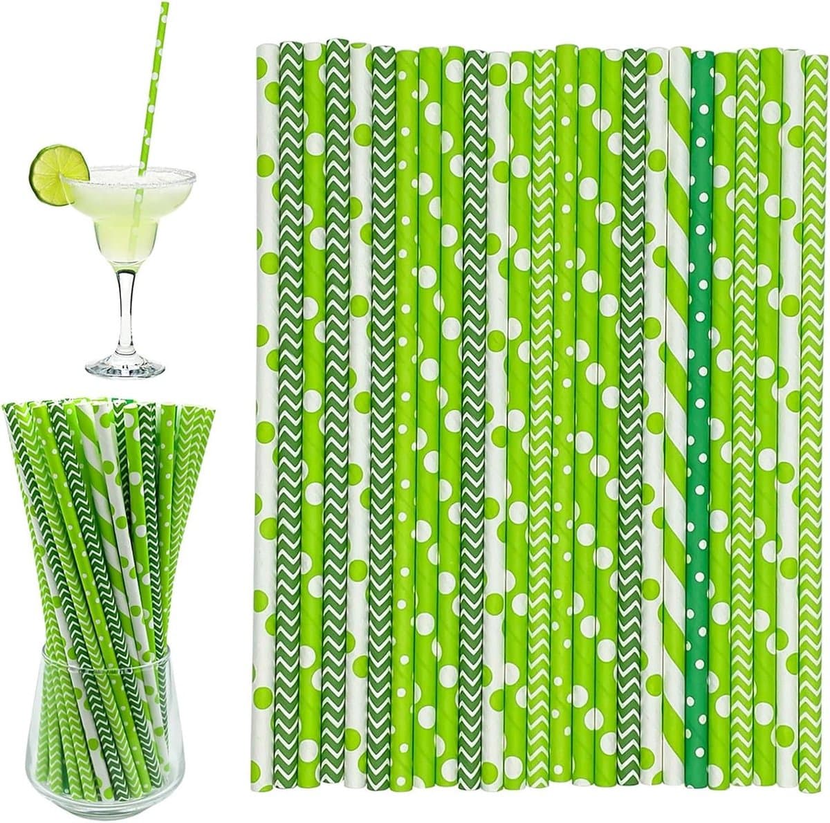 VVGoods - Pakket van 300 milieuvriendelijke kleurrijke papieren rietjes, biologisch afbreekbaar - ideaal voor cocktails, koude dranken en sappen - 19,7 cm