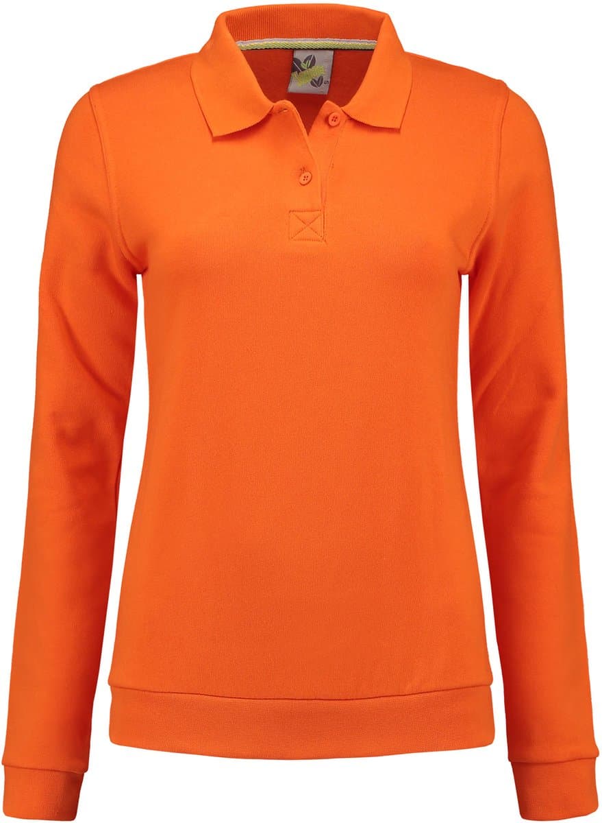 Lemon & Soda polosweater voor dames in de kleur oranje in de maat M.