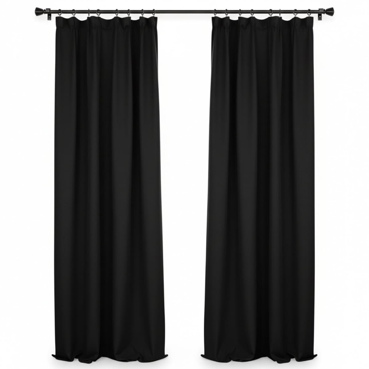 Fubzz Verduisteringsgordijnen - 2 Stuks 140x240cm - Zwart Met Plooiband - Kant-En-Klaar Ophangen - Warmte-Isolerend En Geluidsdempend