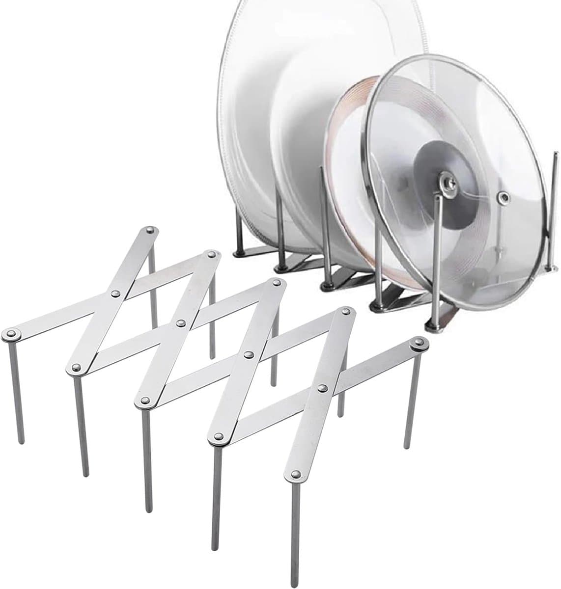 2stuks - Verstelbare bordenorganizer - Dekselhouder - Keukenkast organiser - Opbergen deksel rek - Bordenrek Organizer - Bordenstandaard - Dekselstandaard - pannendekselhouders