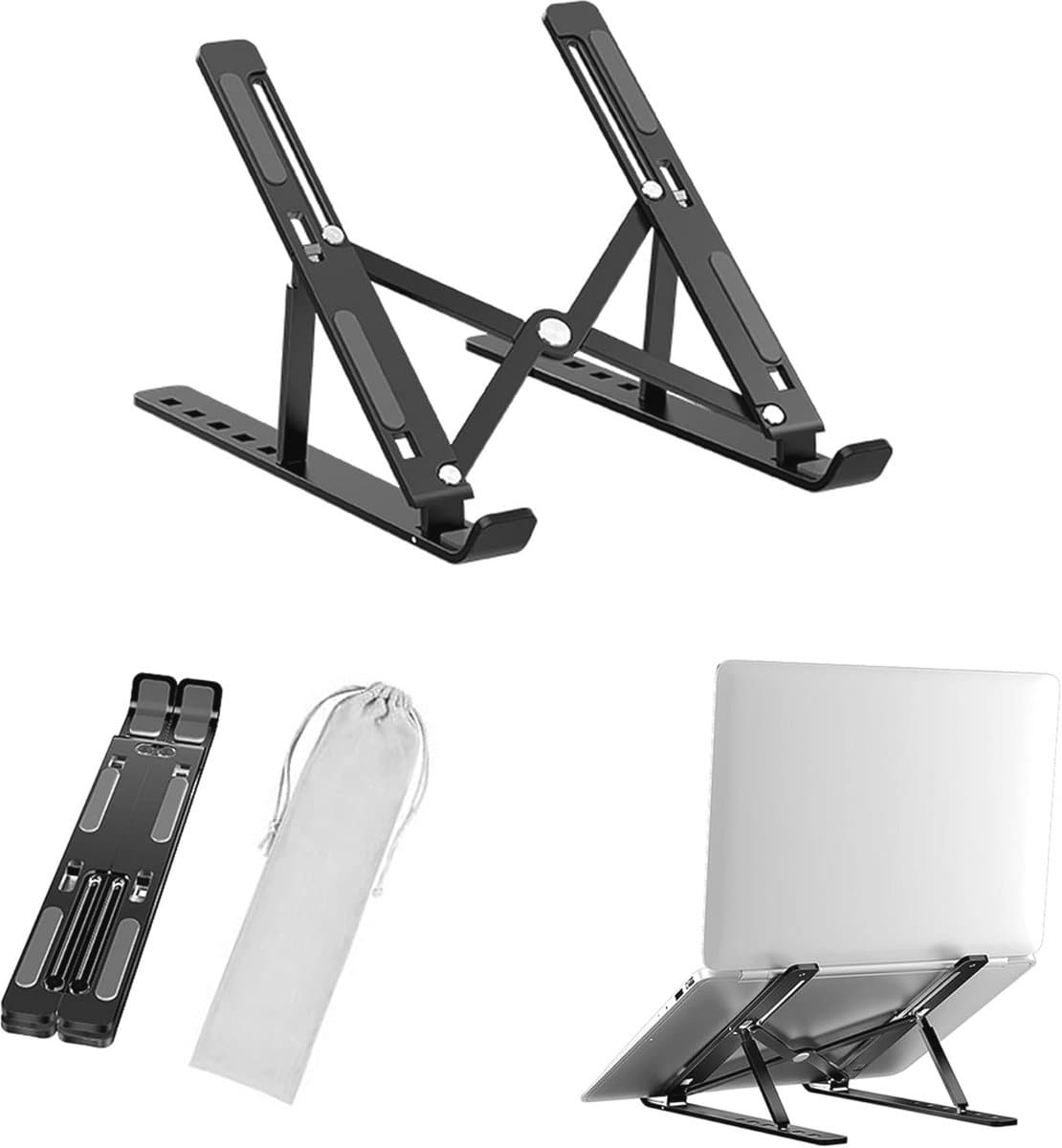Laptopstand voor notebook en tablet - Draagbare, verstelbare en inklapbare riser van aluminium