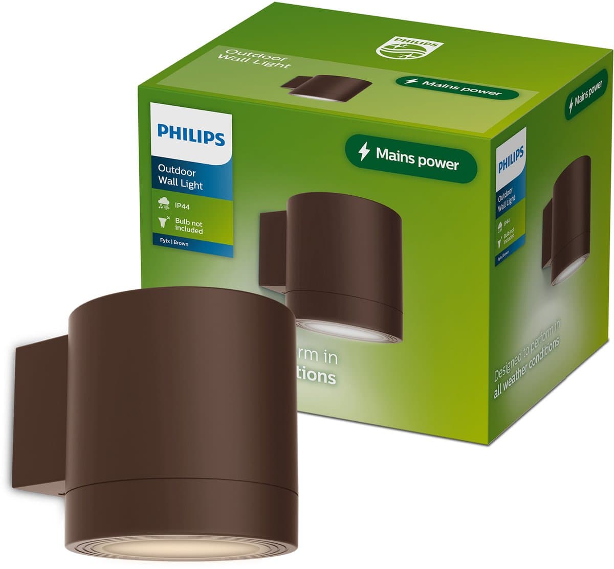 Philips Fylx Wandlamp - Buitenverlichting - GU10-Fitting - Weerbestendig: IP44 - Bruin - Modern design