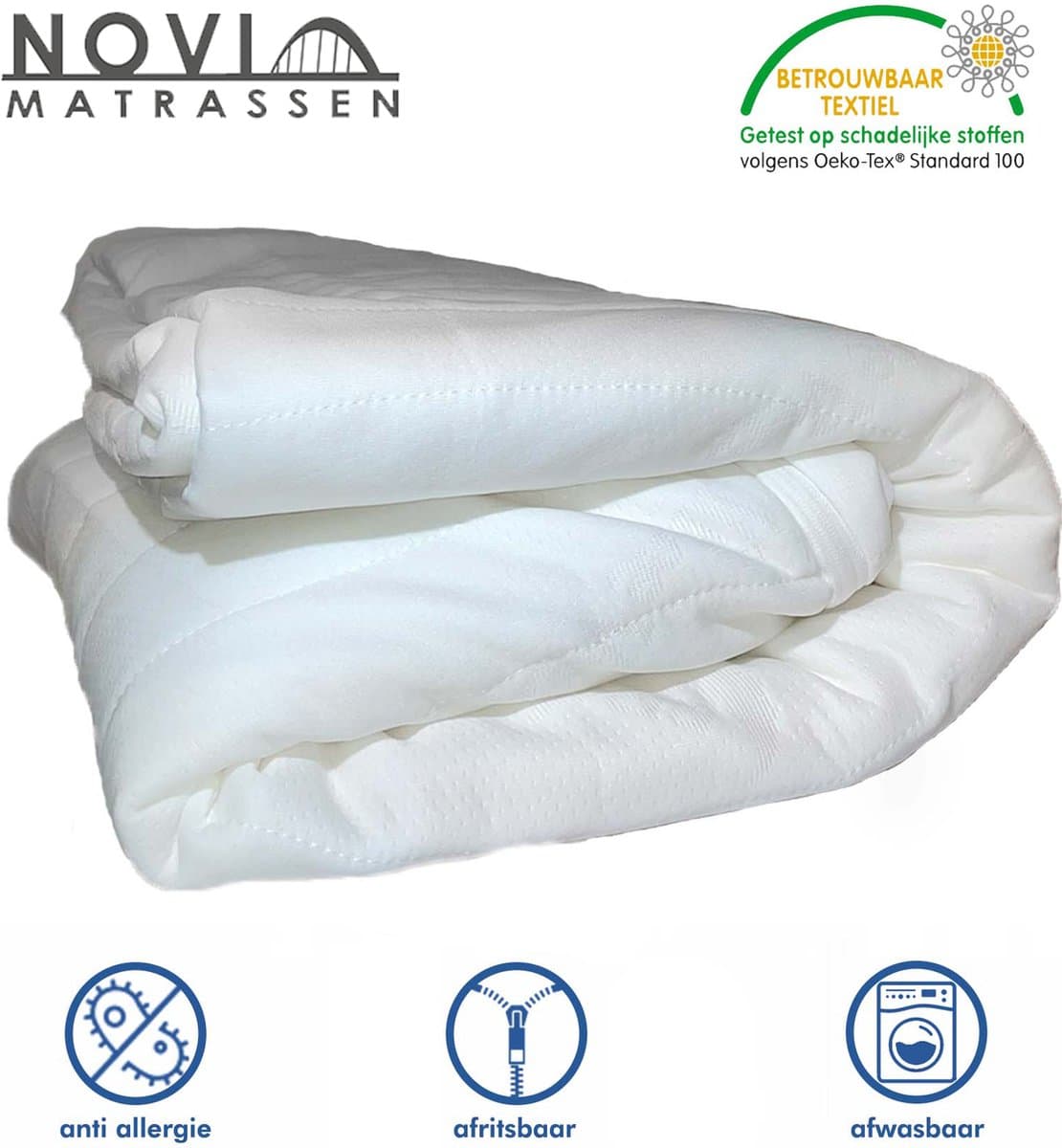 Novio Matrashoes - matrasbeschermer met rits - 160x200cm - 16/18 kern - wit