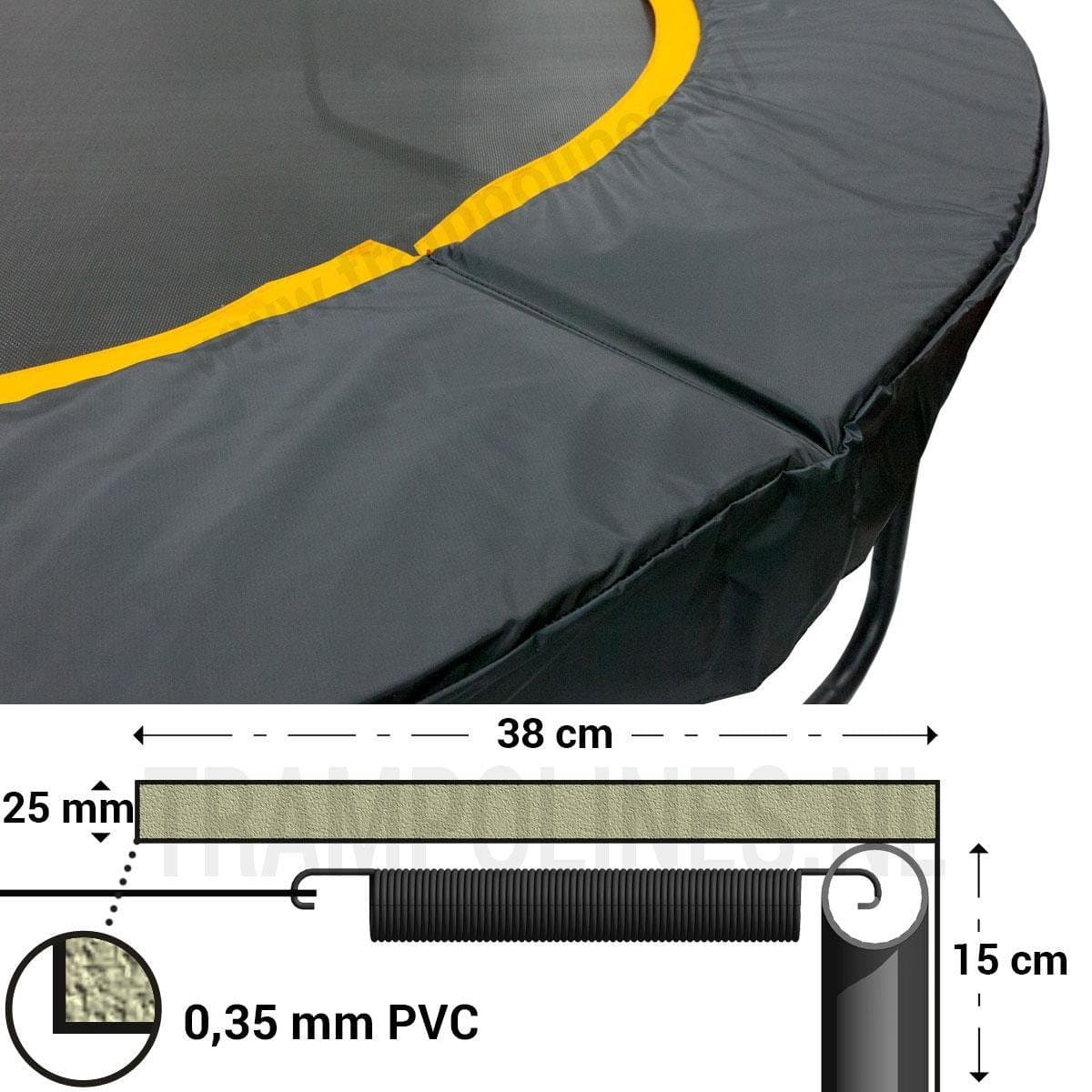 Magic Jump Trampoline Beschermrand 420 - 430 cm Zwart - Ronde trampoline rand - Extra breed randkussen