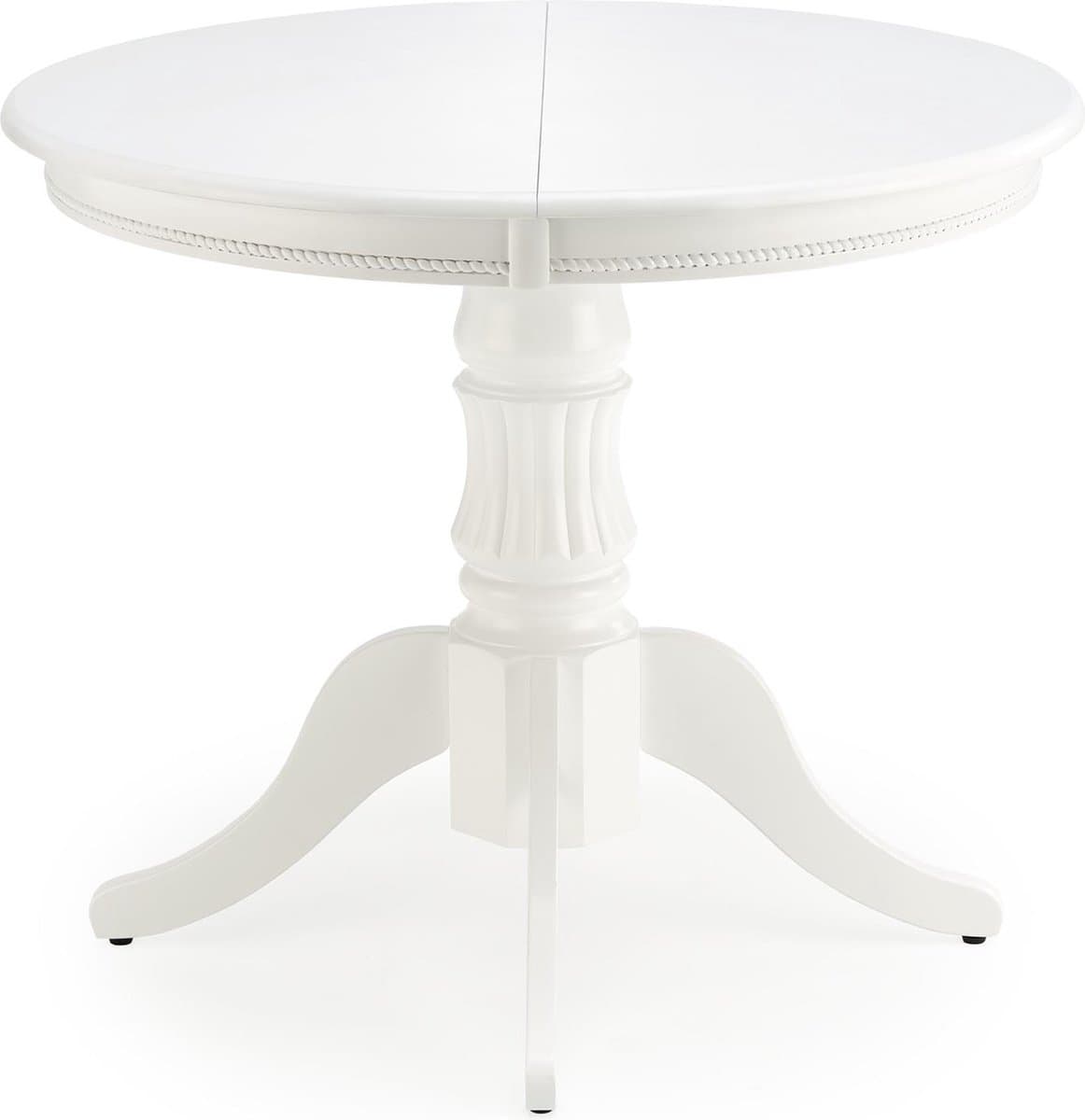 Uitschuifbare ronde eettafel William 90 tot 124 cm breed wit