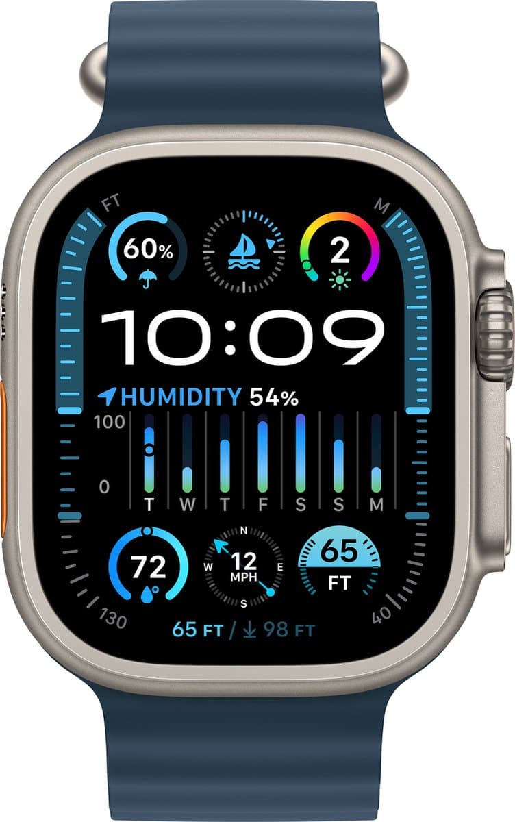Apple Watch Ultra 2 - GPS + Cellular - 49mm - Titanium Case with Blue Ocean Band