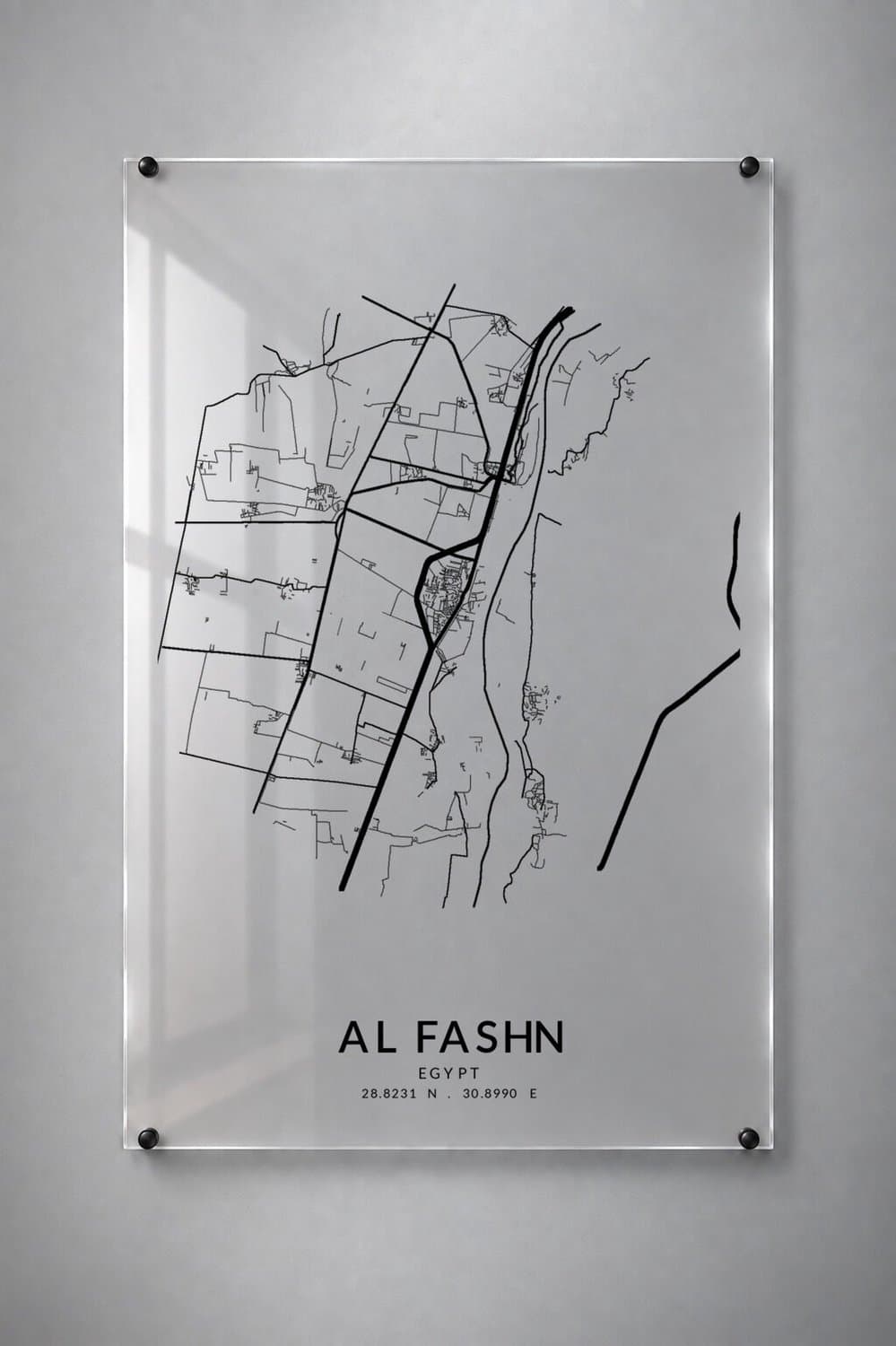 Stadskaart Al Fashn - Plexiglas 40x60 cm - Classic Minimal