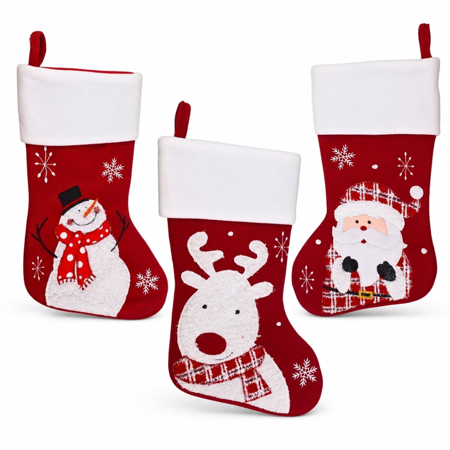 Kerstsokken - Kerstsok ophangbaar - Kerstdecoratie voor de haard - 100% polyester - 3 stuks - STEGGER