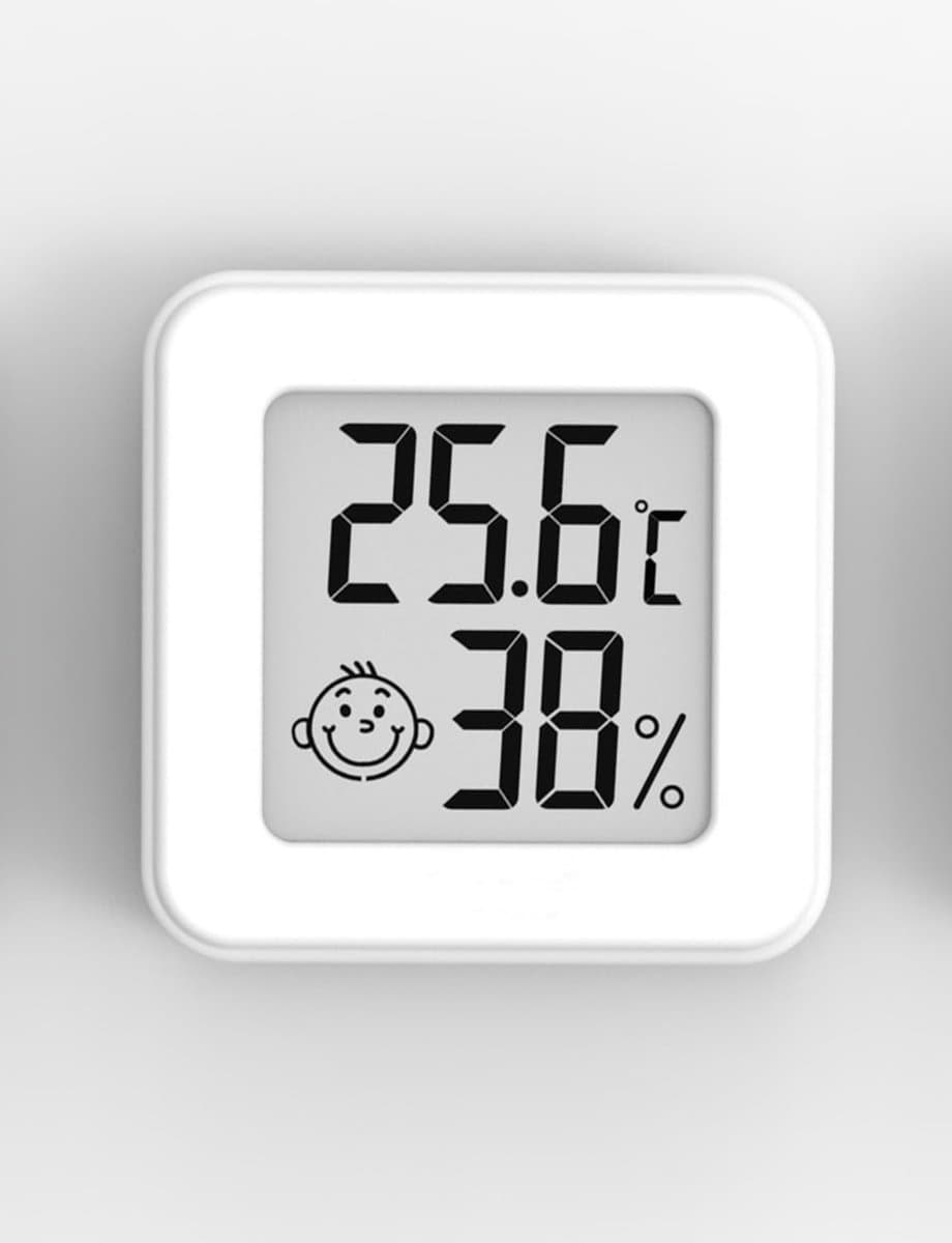 Digitale Thermometer en Hygrometer voor Binnengebruik met Comfortsymbool, Temperatuur- en Vochtigheidsmonitor in Wit