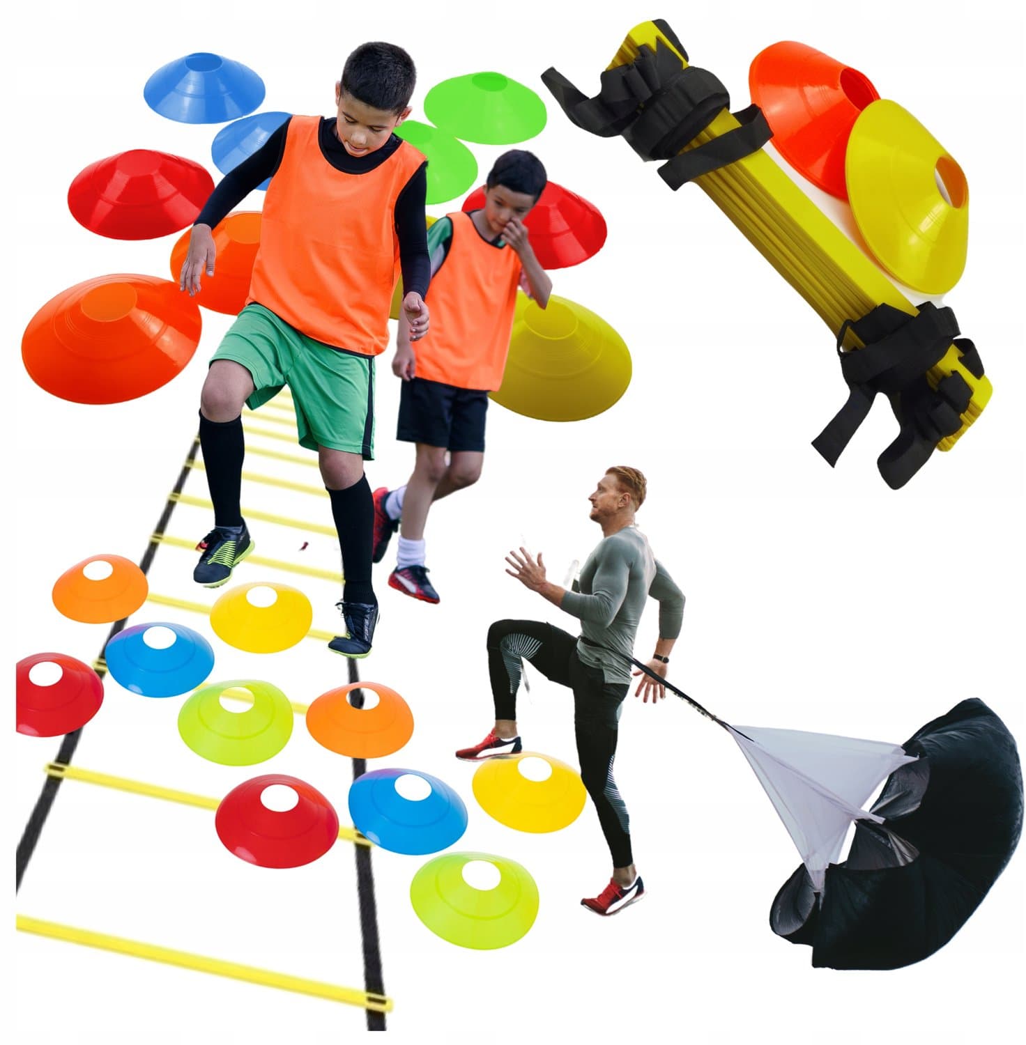 Voetbal Trainingsset: Coördinatieladder, Pylonen & Weerstand parachute