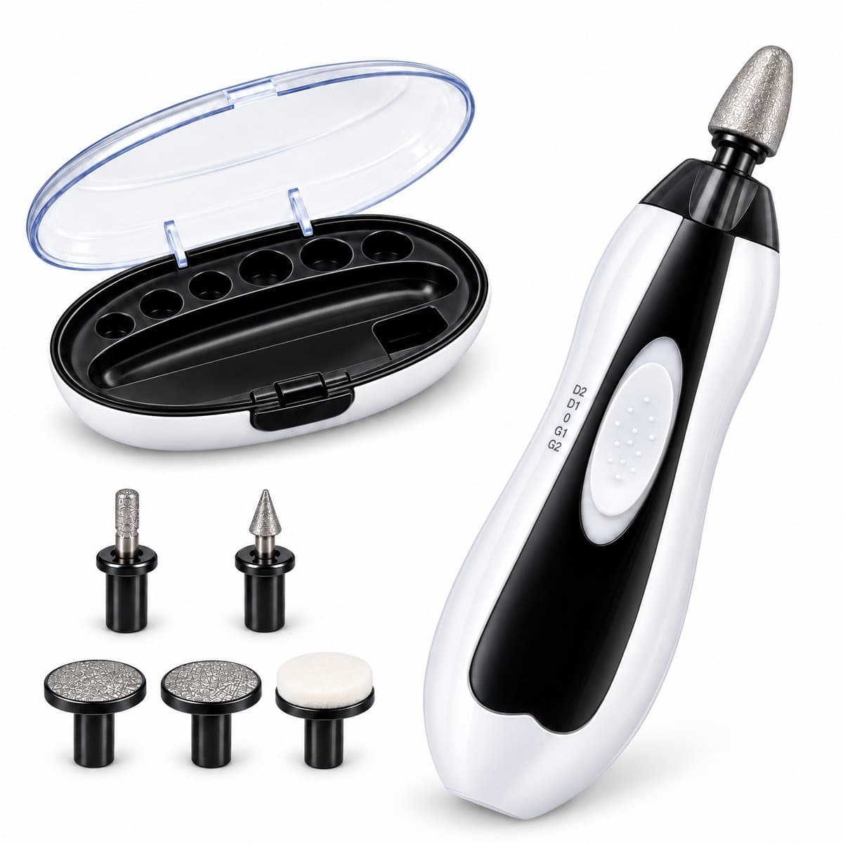 Cheqo® Elektrische Nagelvijl - Nagelfrees - Manicure en Pedicureset - Nagelverzorging - Nail Drill - Nagelboor - met 6 Opzetstukken - LED Verlichting - Draadloos op Batterijen - Nagels Vijlen en Polijsten - voor Handen en Voeten - met Opbergetui