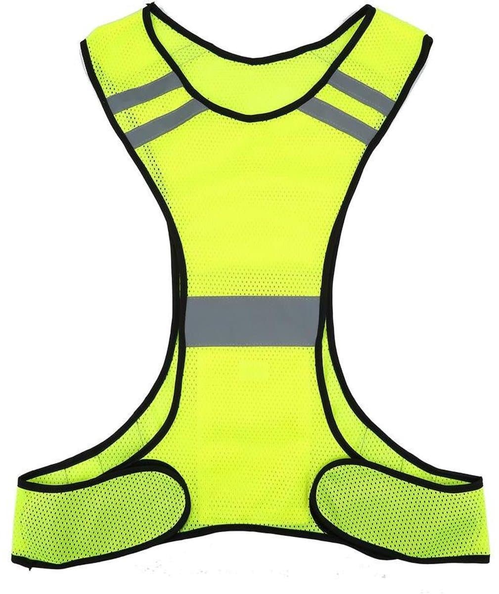 Veiligheidsvest Reflecterend - Hoge Zichtbaarheid - Nachtelijke Activiteiten - Extra Brede Reflectiestrepen - Verstelbaar 82-110cm - Geel