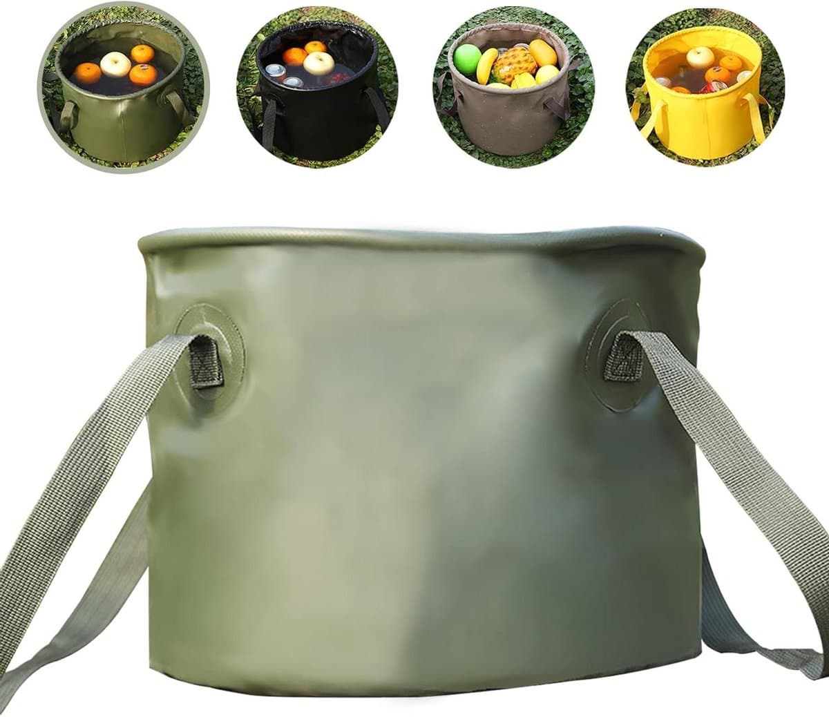 Opvouwbare Emmer - Draagbare Bak - Outdoor Activiteiten - Ruimtebesparend Ontwerp - 10 Liter - Military Groen