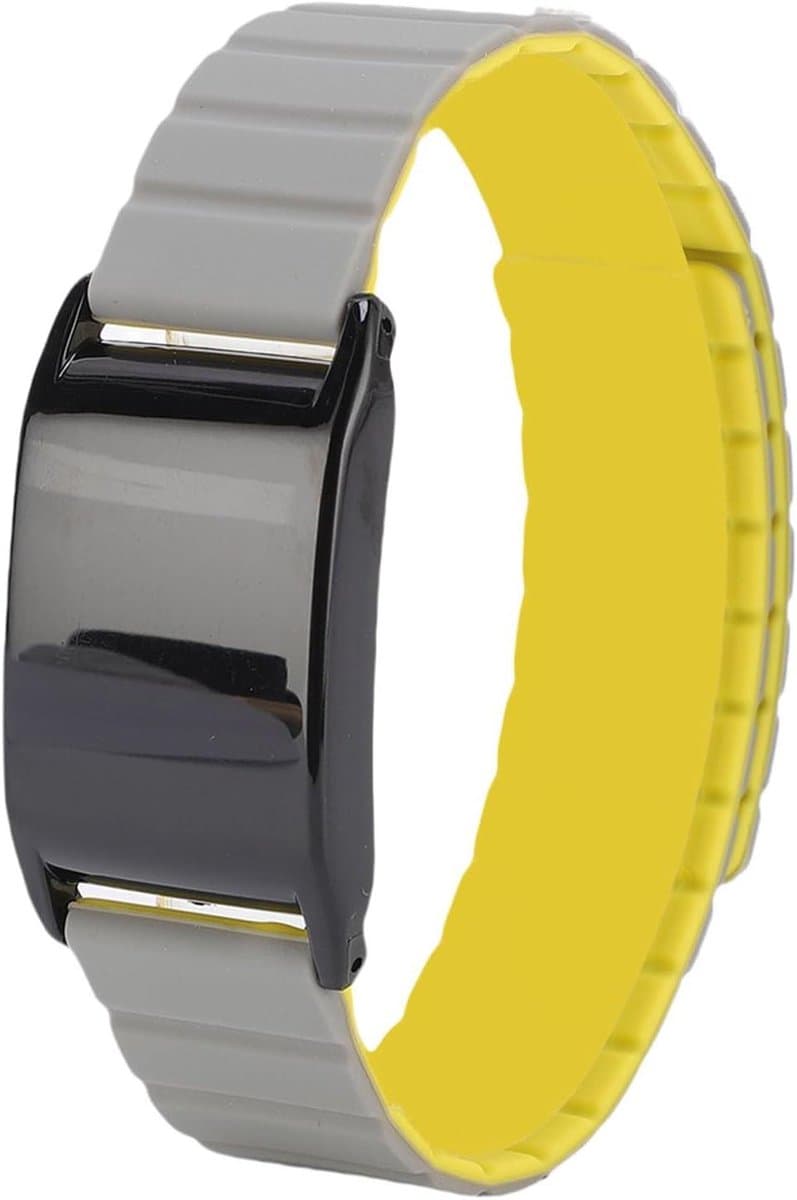 Siliconen Horlogeband - Fitness Tracker Band - Sport Activiteiten - Magnetische Sluiting - 13.97-22.1cm Polsomtrek - Grijs Geel