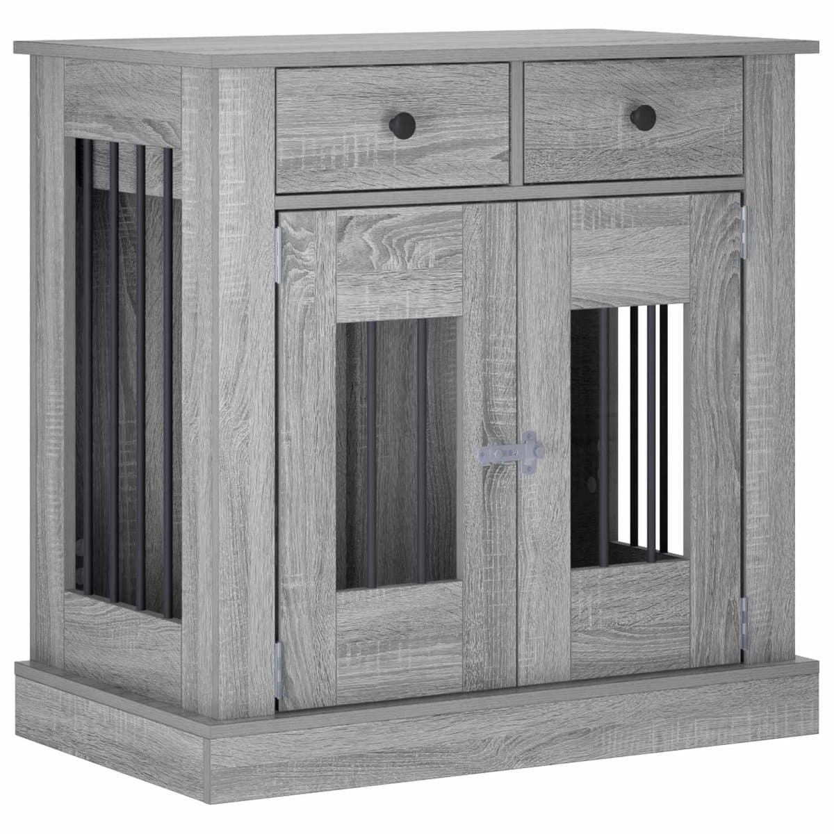vidaXL - Hond - kennel - meubel - Grijs - Sonoma - 80 - x - 47,5 - x - 80 - cm - Bewerkt - hout