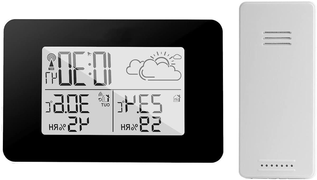 Weerstation met Sensor - Binnen Buiten - Weer Monitoren - Draadloze Metingen - 12.7 x 8.5 cm - Zwart