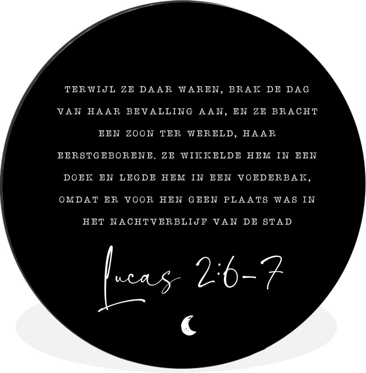 WallCircle - Wandcirkel - Muurcirkel - Kerstmis - Lucas 2:6-7 - Spreuken - Quotes - Kerstverhaal - Aluminium - Dibond - 120x120 cm - Binnen en Buiten XXL