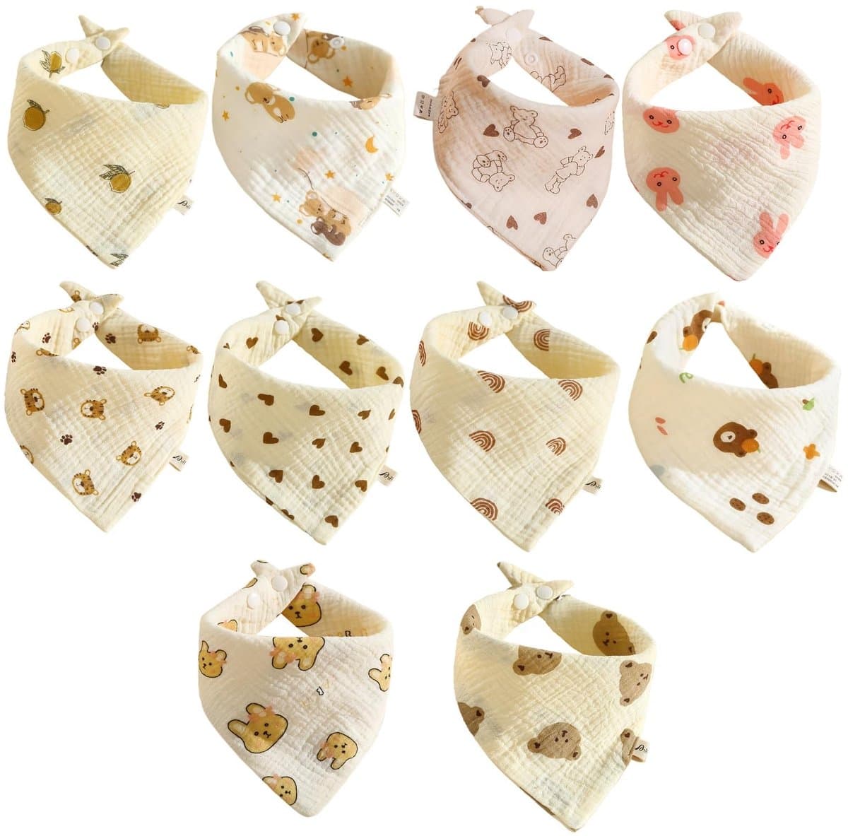 Omgoods - Set van 10 Triangel Slabbetjes van Katoen voor Baby's