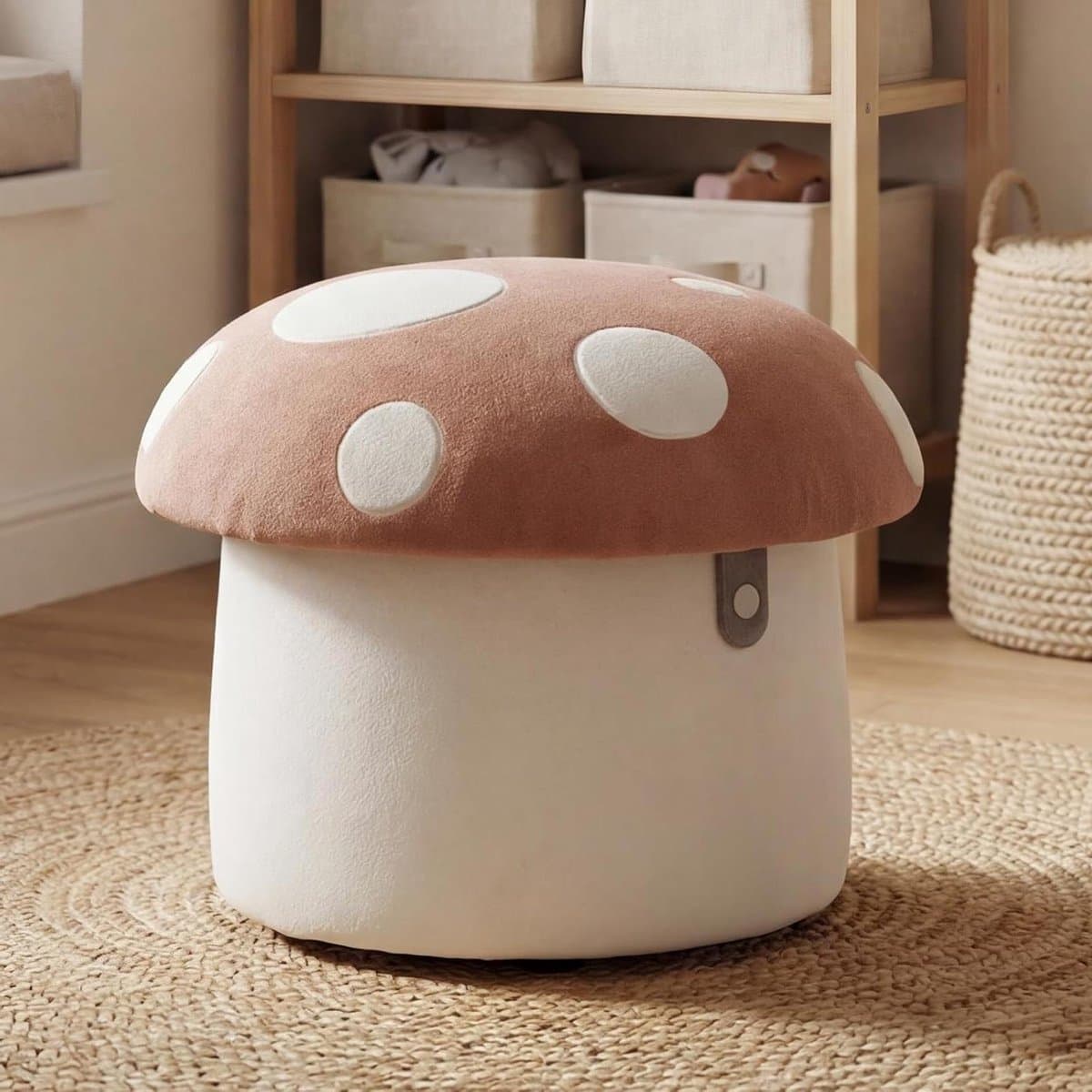 Kinder Krukje - Pouf Kinderen - Opbergen Speelgoed - Schattig Paddenstoel Design - 41x33x33 cm - Roze