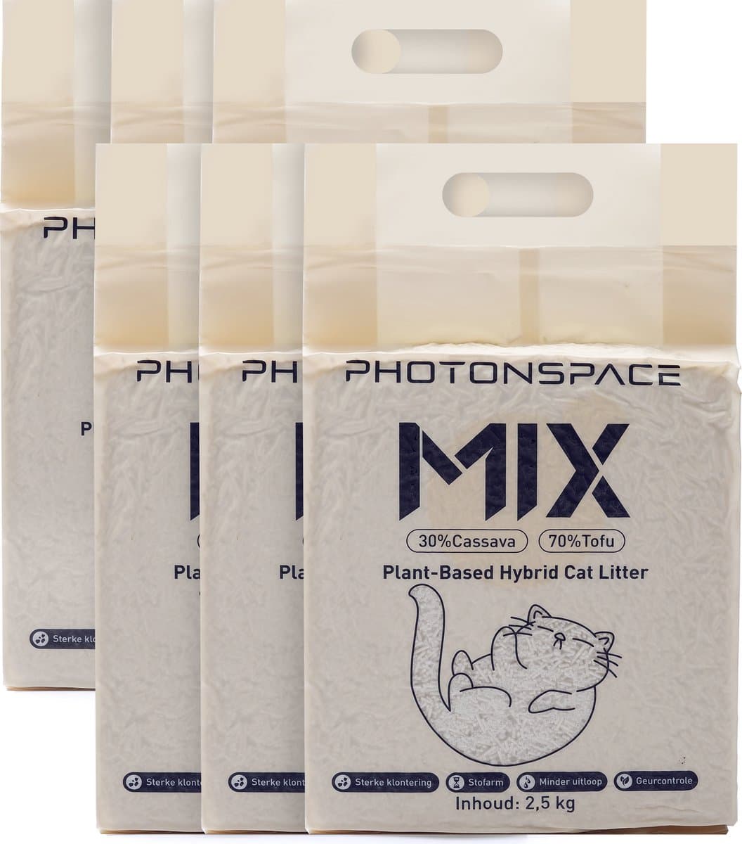 Tofu Kattenbakvulling – 90% Tofu & 10% Cassava – 6 × 6 L (36 L totaal) – Klontvormend – Anti-aanbak – Geschikt voor Automatische Kattenbakken