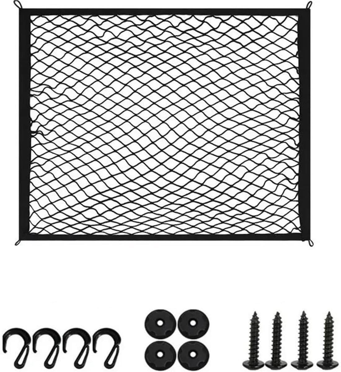 Kofferbaknet - Bagagenet Opbergnet - Spullen Organiseren - Elastisch Gaas - 100x60cm - Zwart