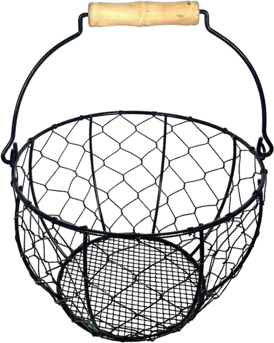 Eiermand Draad - Keukenmand Opbergmand - Eieren Verzamelen - Ademend Mesh Ontwerp - 14x22x14 cm - Zwart