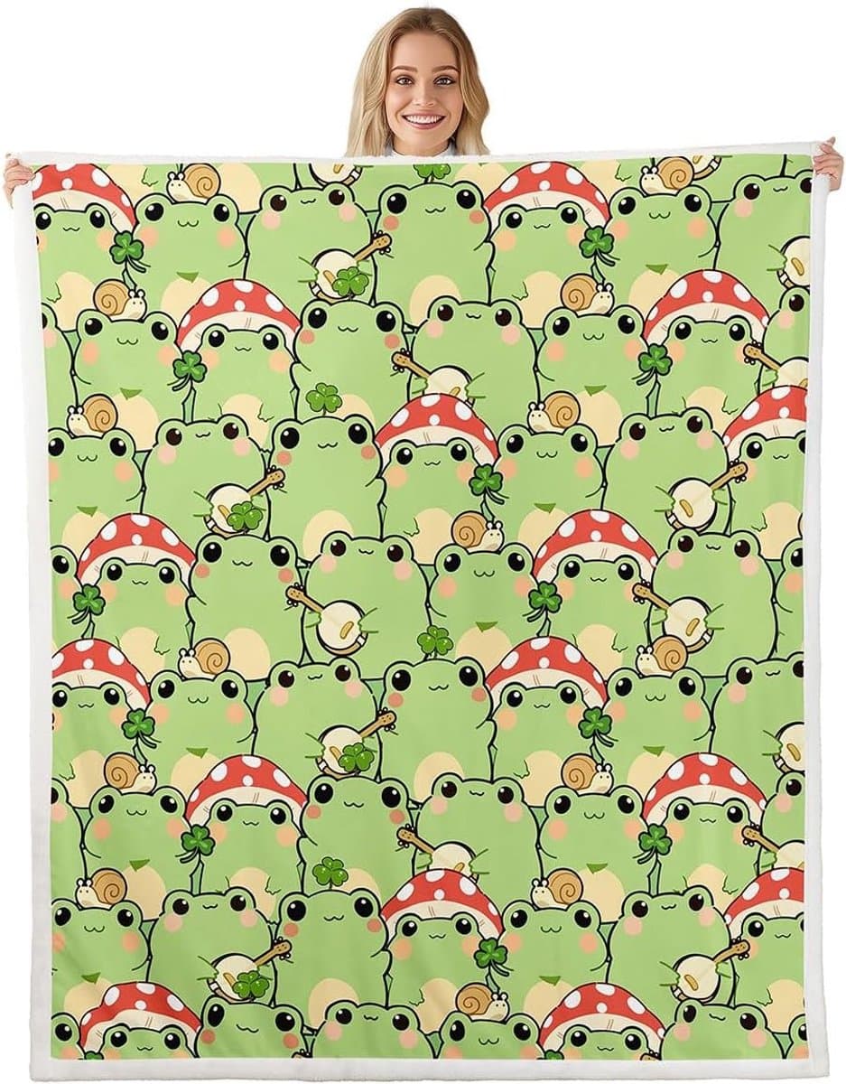 Pluche Sherpa Deken - Warme Dierenprint - Gezelligheid Thuis - Dubbelzijdig Ontwerp - 76x102 cm - Groen Rood